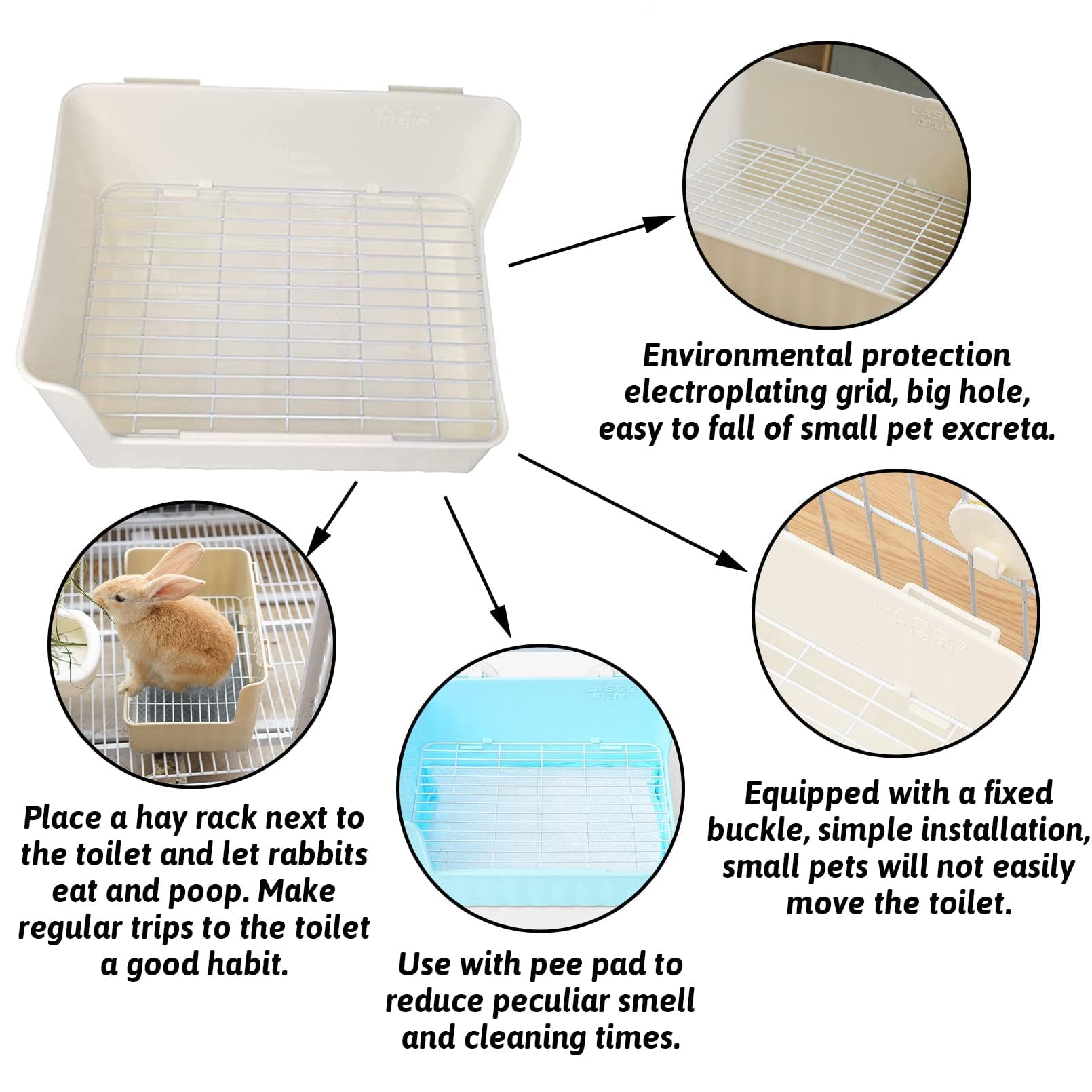 Snapklik.com : Hamiledyi Corner Litter Box For Rabbit Cage Bunny Litter Box