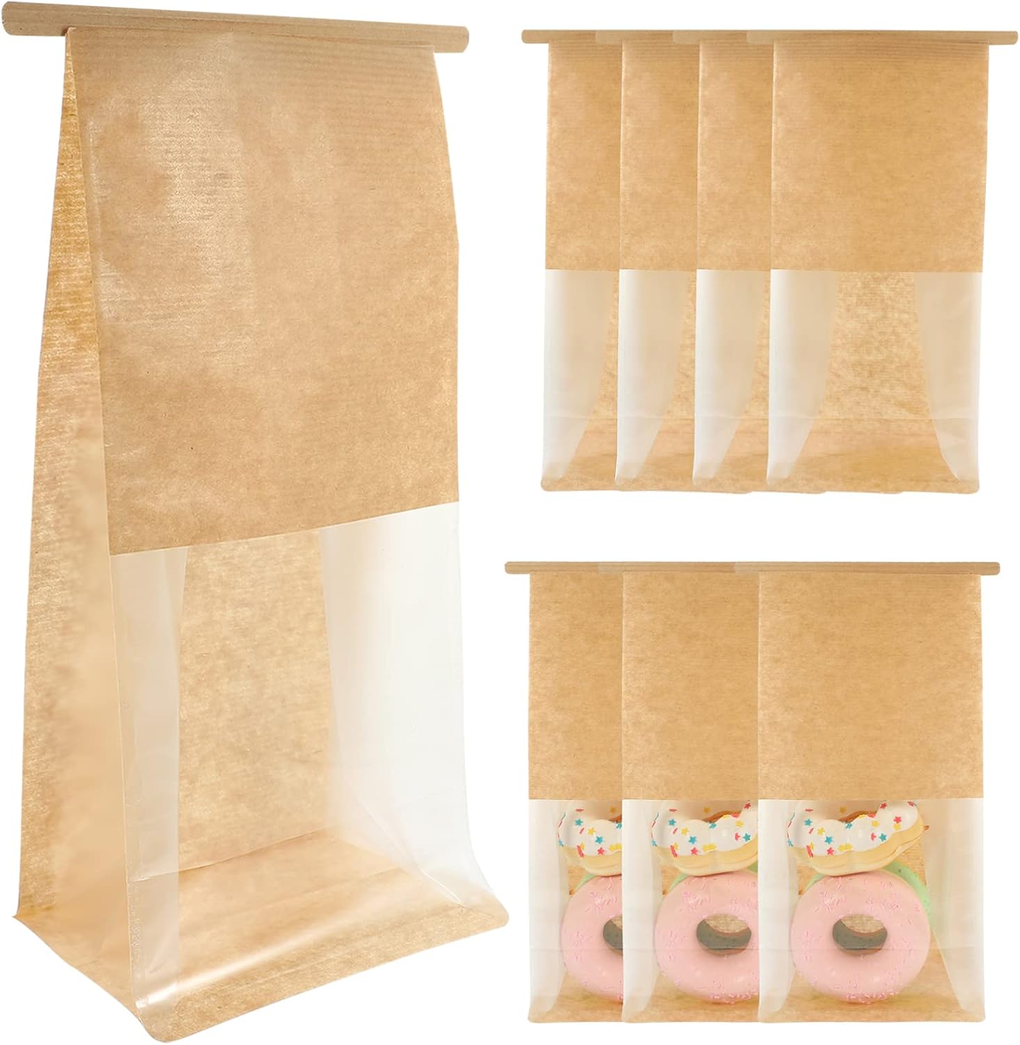 Luxshiny Brown Gift Bags Brown Gift Bag Bakery Bags With Window Bread