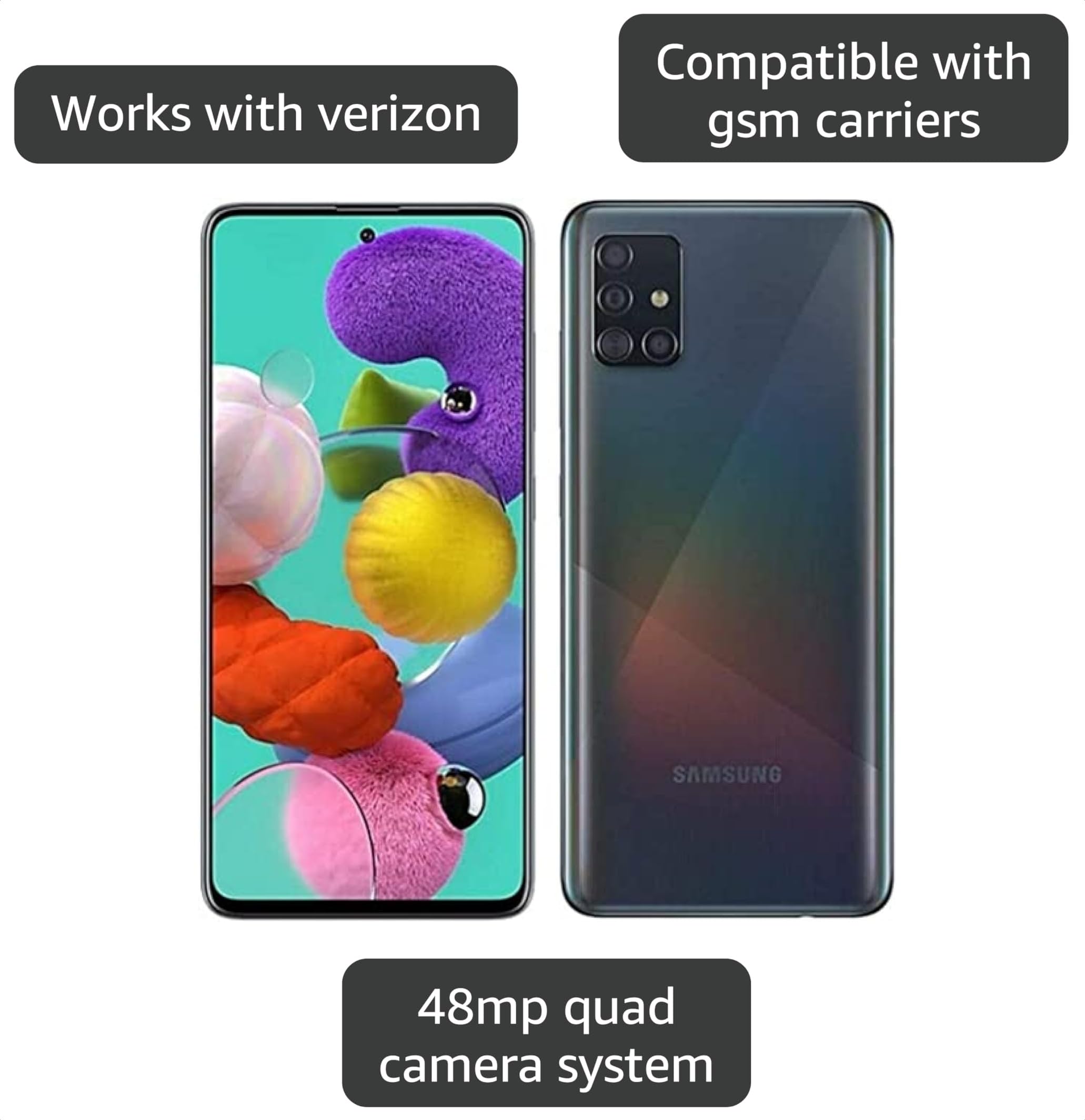 8910 Samsung Galaxy A51SIMフリー Amazon.com: Samsung Galaxy A51, 128GB, Black - Unlocked (Renewed