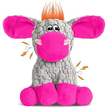 Dog Toy Dog Squeaky Toy with Crinkle Paper Plush Toy Dog Plush Chew Toy Cotton Rope Interactive Toy for Puppies Small Medium Dogs Pink Donkey