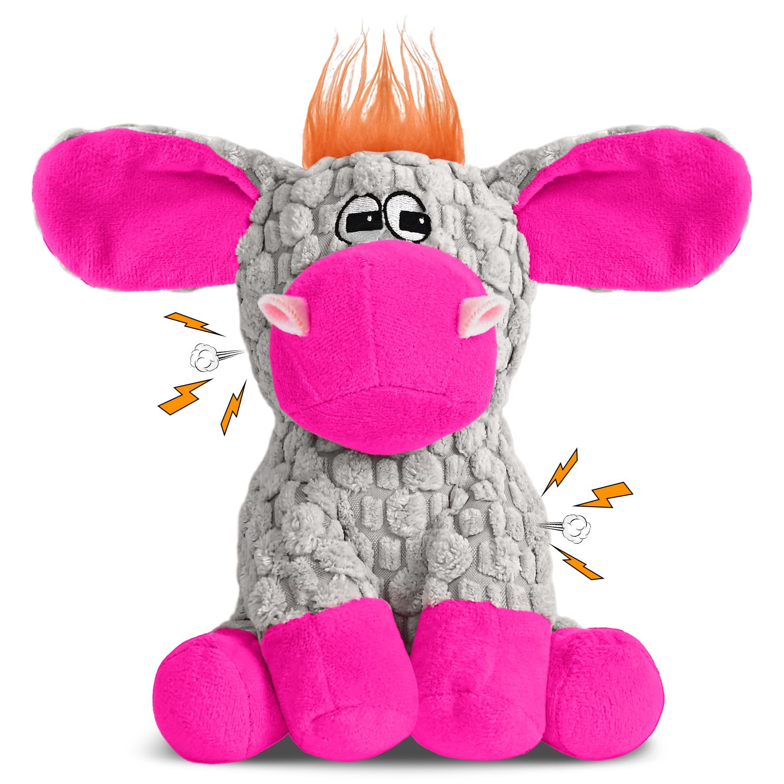 Wonfly Hundespielzeug, Hund Quietschspielzeug mit Knitterpapier, Plüschtier Hund Plüsch Kauspielzeug, Baumwollseil interaktives Spielzeug für Welpen, kleine, mittlere Hunde, Pinkfarbene Esel