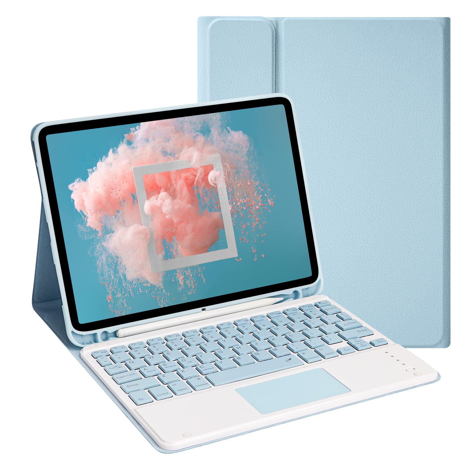 LAMA Wireless Keyboard Case with Touchpad for iPad Air 11-inch (M2) 2024 & iPad Pro 11 inch (4th/3rd/2nd/1st Generation), Smart Keyboard Case with Pencil Holder for 10.9" iPad Air 4th/5th Gen, Blue