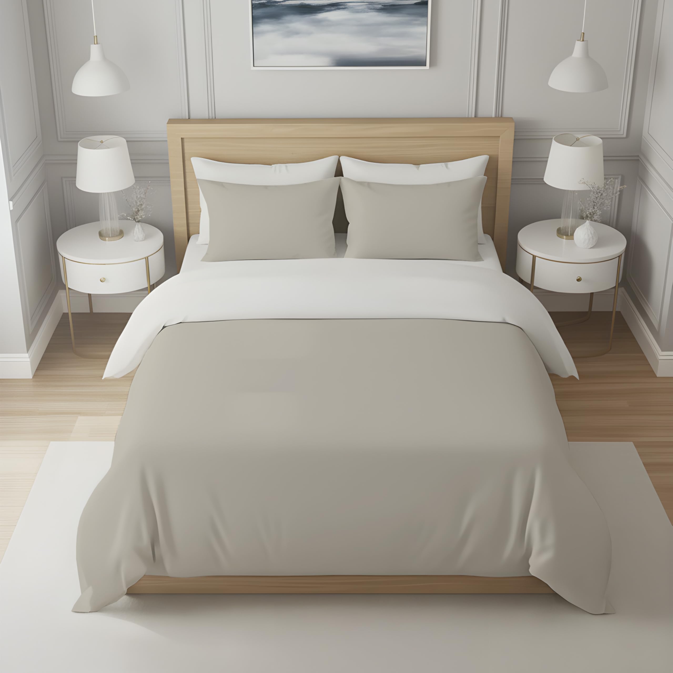 Funda para edredón Soleil d'ocre de algodón puro premium lino blanco 240x220