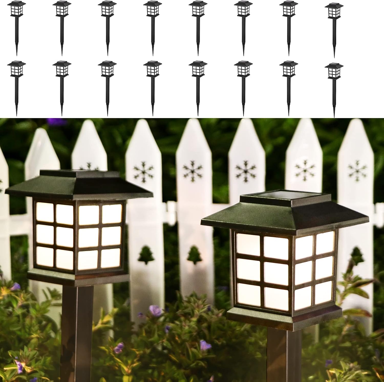 PARTPHONER Solar Pathway Lights Outdoor 16 Pack, Solar Garden Decor Walkway Lights Waterproof, Solar Powered Landscape LED Lighting for Yard Lawn Path Patio Driveway Warm White 3000K