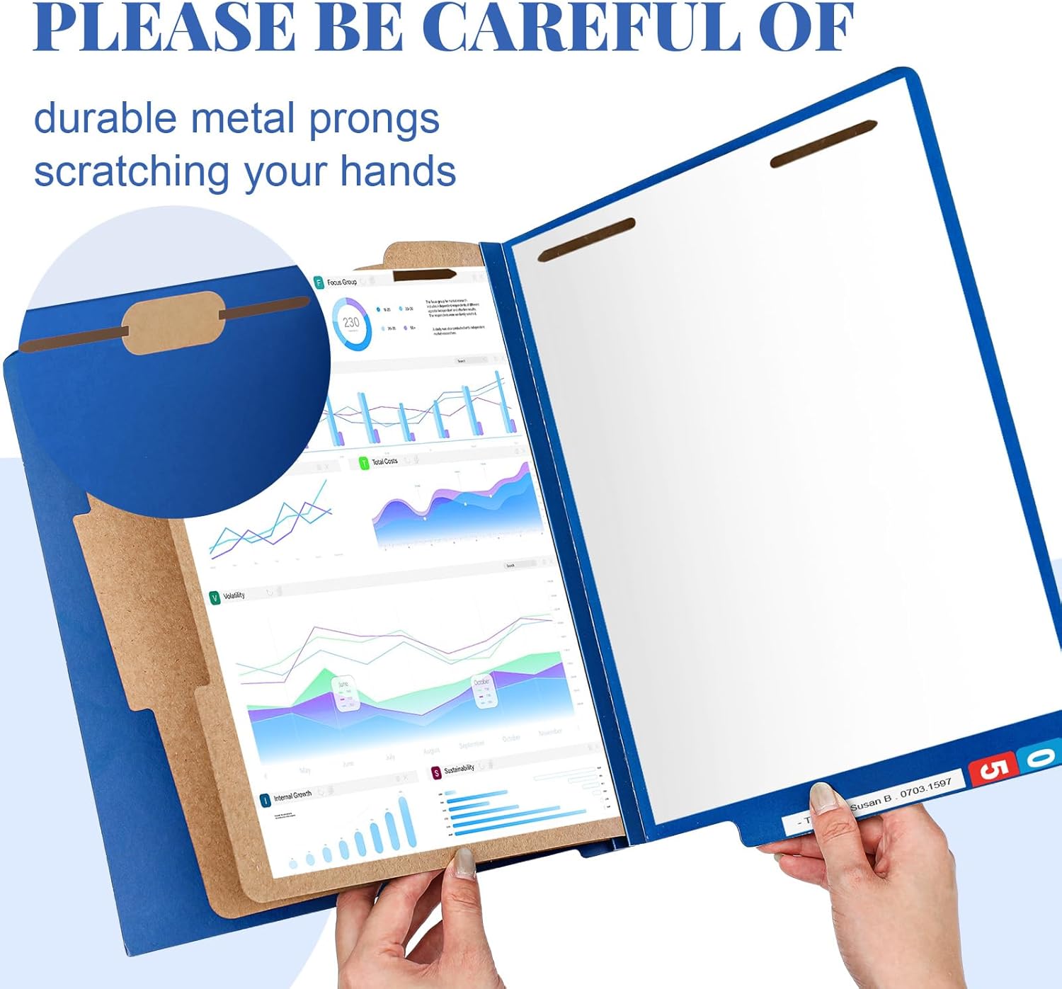 24 Pcs Classification Folders Letter Size, 2 Dividers Pressboard File Folder Bulk with Fasteners, Expanding File Organizer for Teachers, Clergy, Office, Church Christmas Donations(Dark Blue)