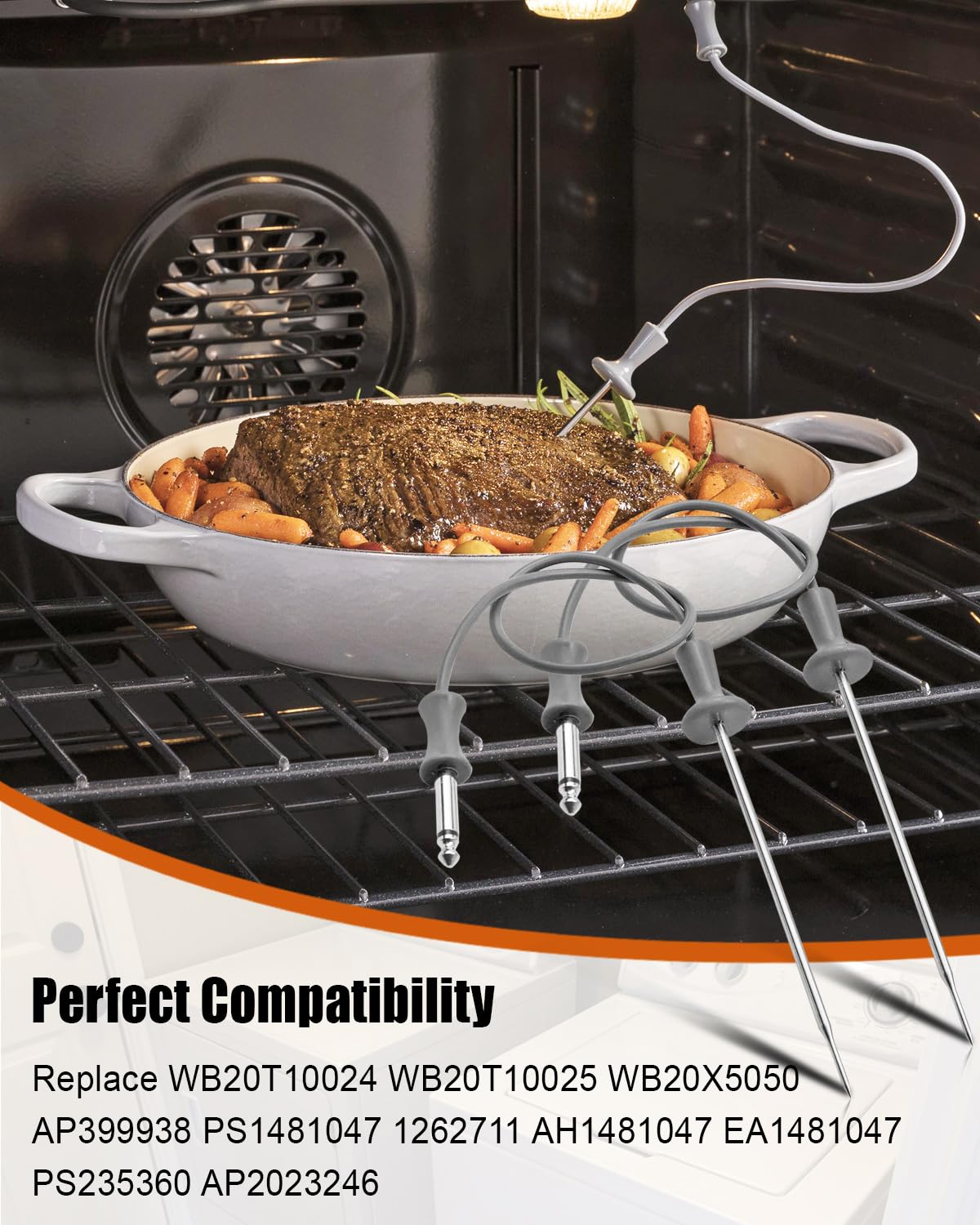Probe Oven Meat Temperature Probe Replace WB20T10024 WB20T10025 WB20X5050 AP399938 Fit for GE Oven Probe Oven Meat, 2 Pack