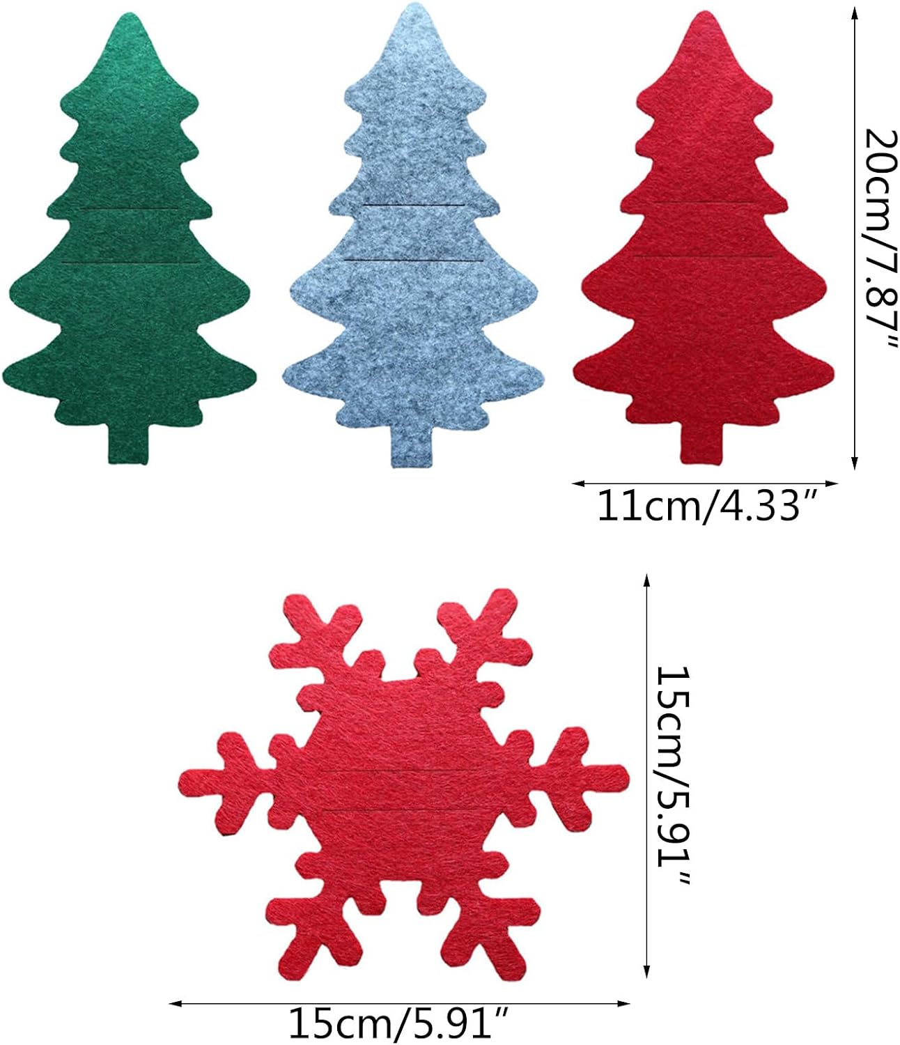 4pcs Christmas Tree Snowflake Cutlery Holders Silverware Holders Knives Forks Spoons Tableware Bags Dinnerware Party Christmas Cutlery Holder Set