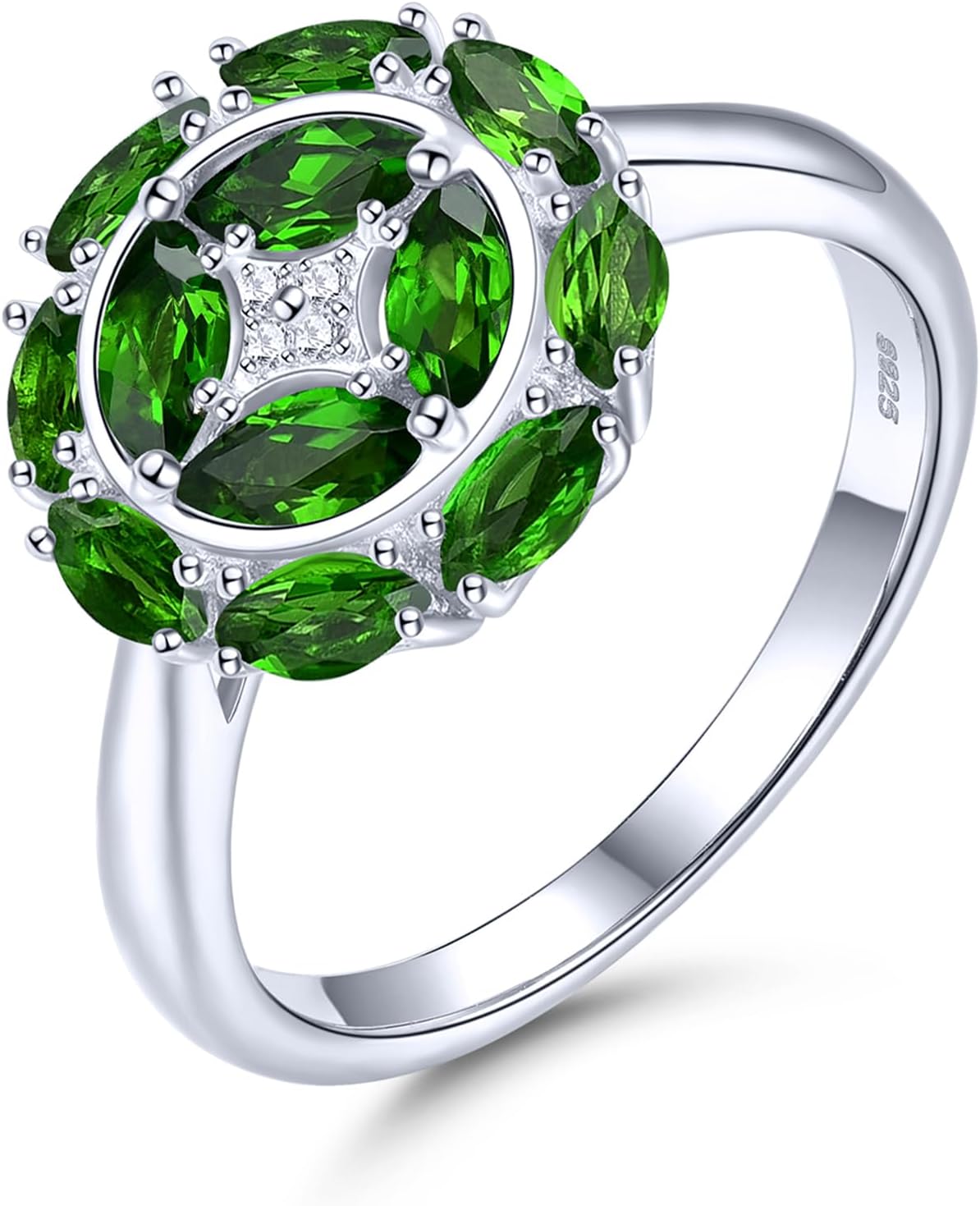 Statement Rings for Women S925 Sterling Silver Genuine Natural Gemstone Chrome Diopside Tanzanite Birthstone Promise Ring Classic Style Fine Jewelry