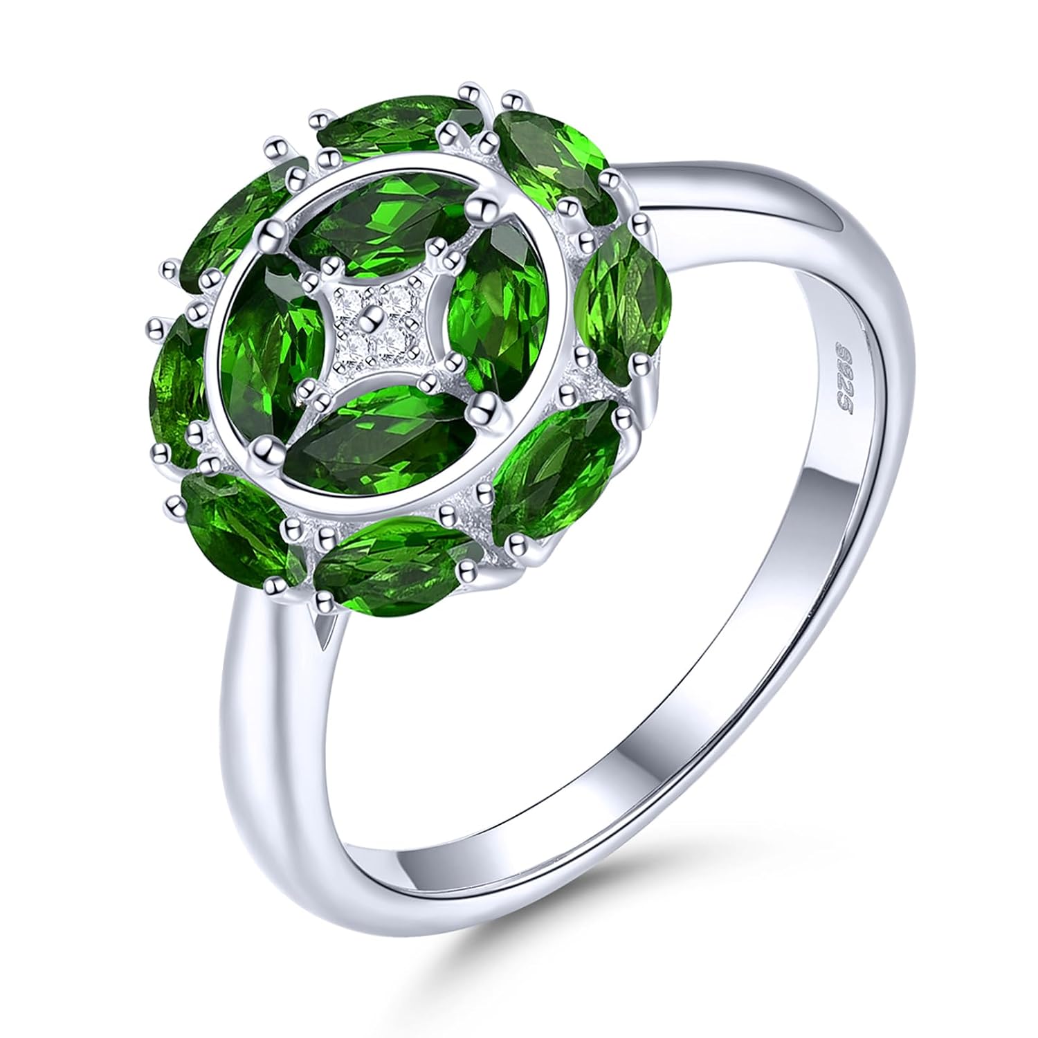 Statement Rings for Women S925 Sterling Silver Genuine Natural Gemstone Chrome Diopside Tanzanite Birthstone Promise Ring Classic Style Fine Jewelry