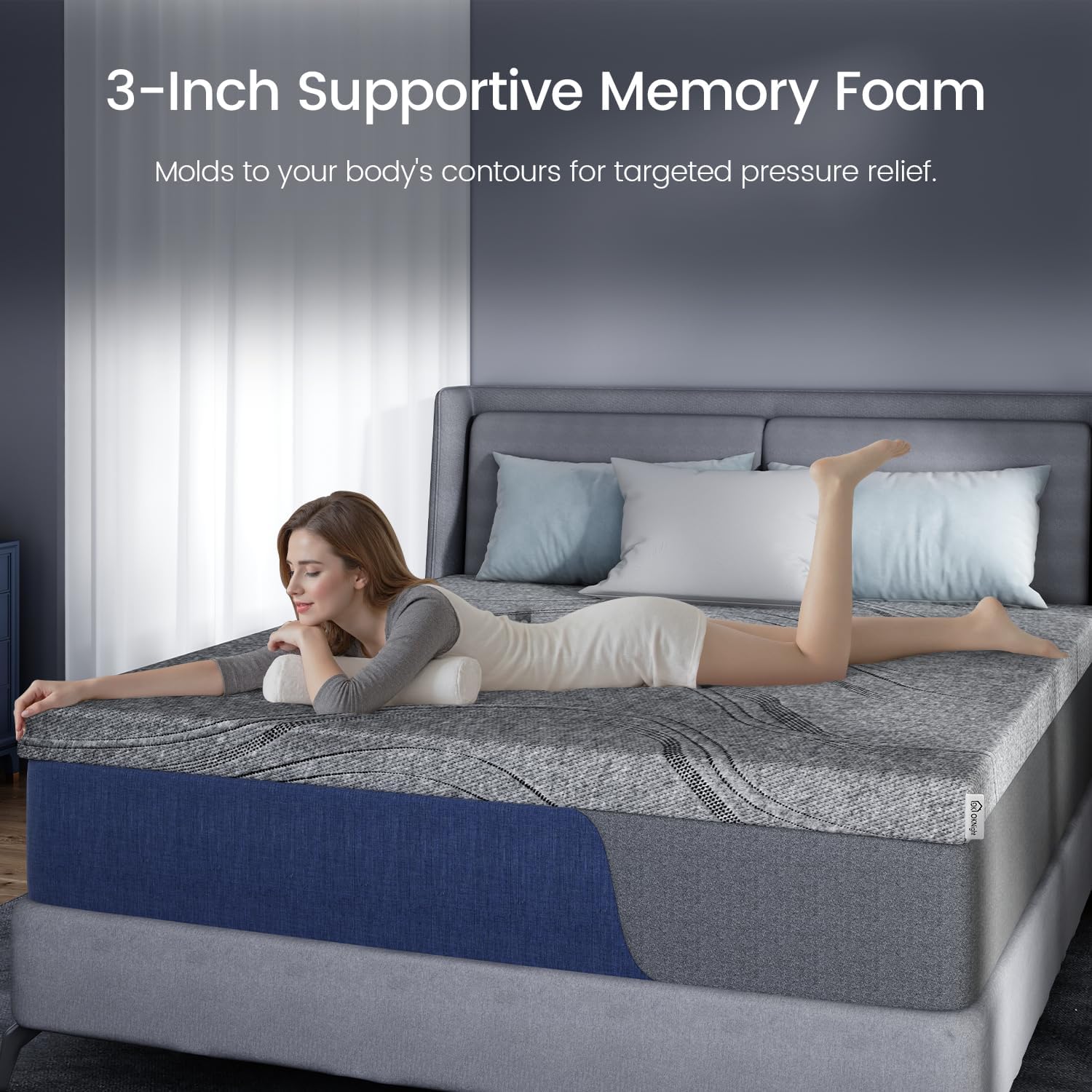 Memory Foam Mattress Topper Full, 3 Inch Cooling Gel Foam Bed Topper for Back Pain Relief with Washable Cover & Non-Slip Base, CertiPUR-US Certified - Image 2