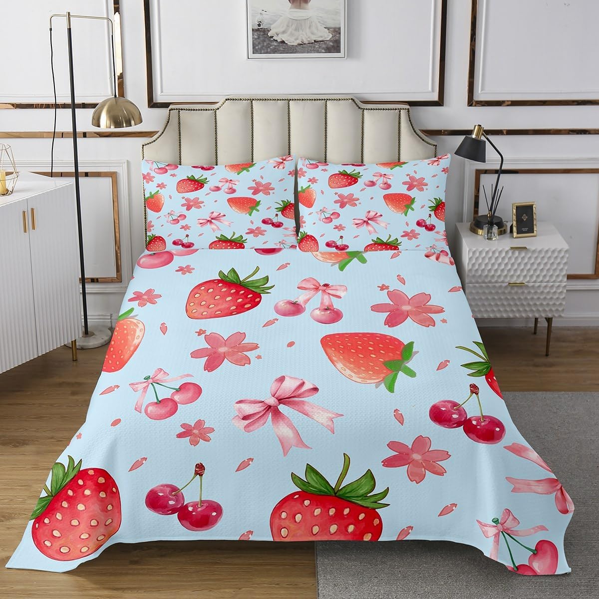 Cartoon Bowknot Quilted Coverlet Girlish Pink Bow Bedspread Queen for Kids Teens Girls Geometric Dots Hearts Decor Bedding Set Princess Style Bedroom Coverlet Sets 3 Pieces