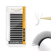 Vista 65 de NAGARAKU Extensiones de pestañas Double Tips 4D W, suministros con puntas dobles, gruesas con rizado D de 0.07 mm, bandeja mixta 8-15 mm