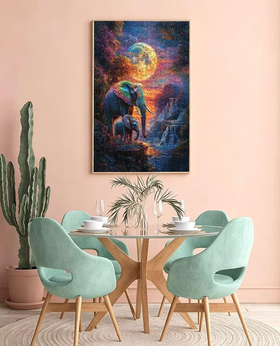 Puzzle 1000 Pezzi Elefante Luna 3D Puzzle per Adulti Impegnativo, Educa Puzzles Artistico, Divertente E Stimolante Puzzles Decorativo per La Famiglia, Regalo e Decorazione Pareti BXHZW6-193