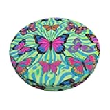ZAKAFUCH Soft Velvet Round Bar Chair Cushion Cover Elastic Non-Slip Trippy Colorful Butterflies Art Barrel Chair Cover for Home Living Room, Diameter 12/13/14 inch