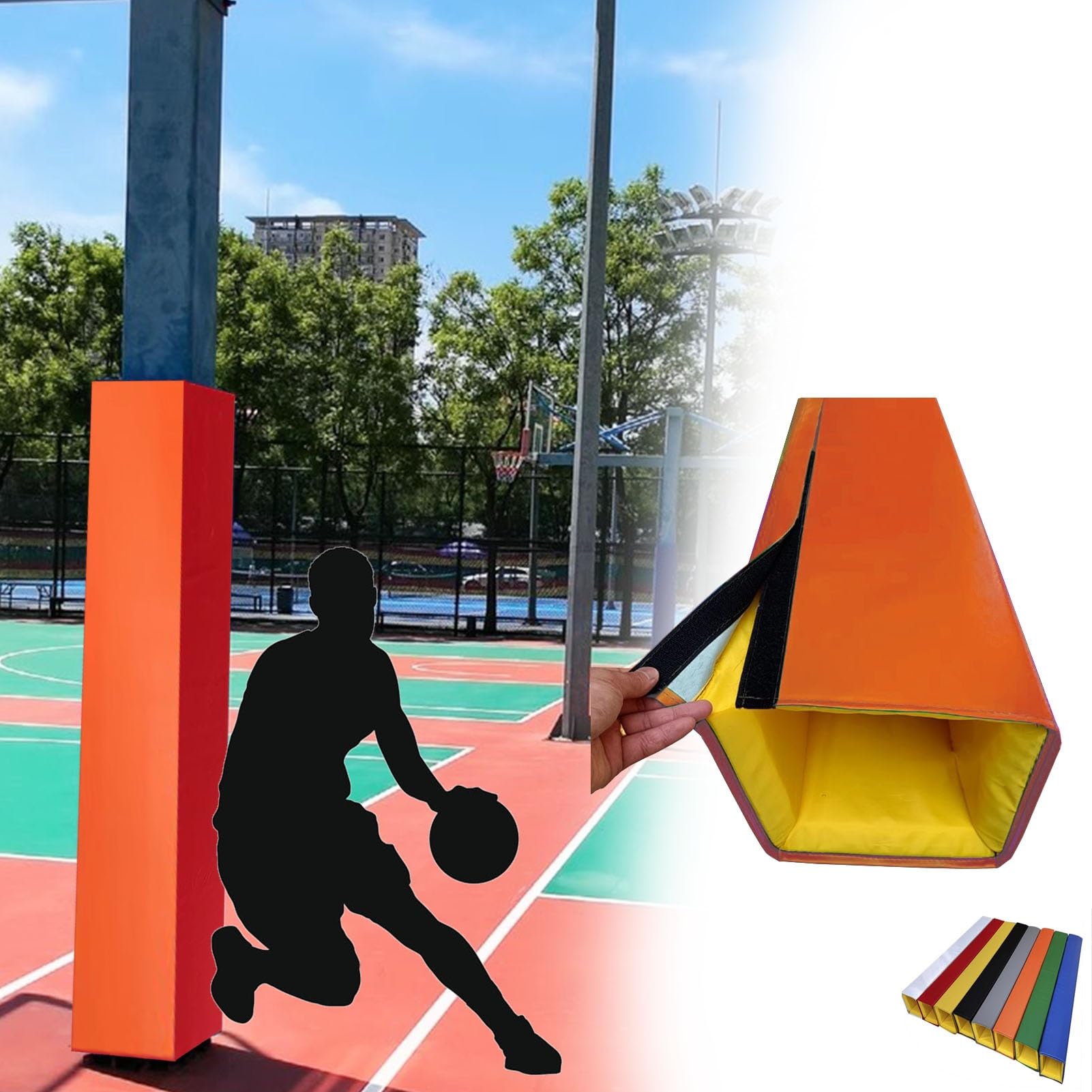 Oracra Custom Basketball Hoop Post Padding for Square Pole, UV-resistant Crash Cushion Rod Pads, Volleyball Pole Protection Wrap Mat for Court(Orange,5"x5" (13x13cm))