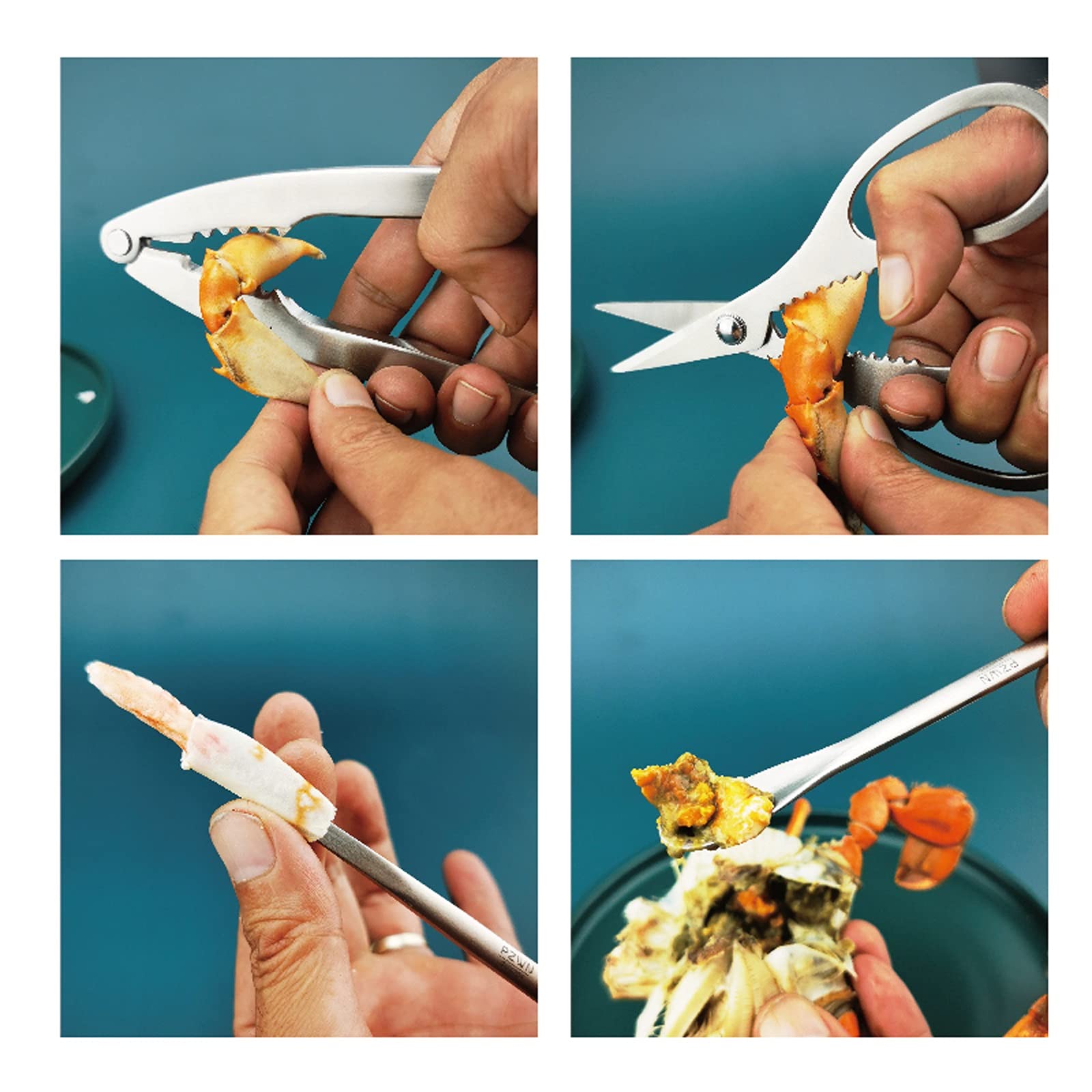 Cracker Cracker 3 Pezzi Utensili per Frutti di Mare per la casa Forbici per Frutti di Mare in Acciaio Inossidabile Forchetta e piccone per Frutti di Mare Strumenti Essenziali per Gli Amanti dei frut