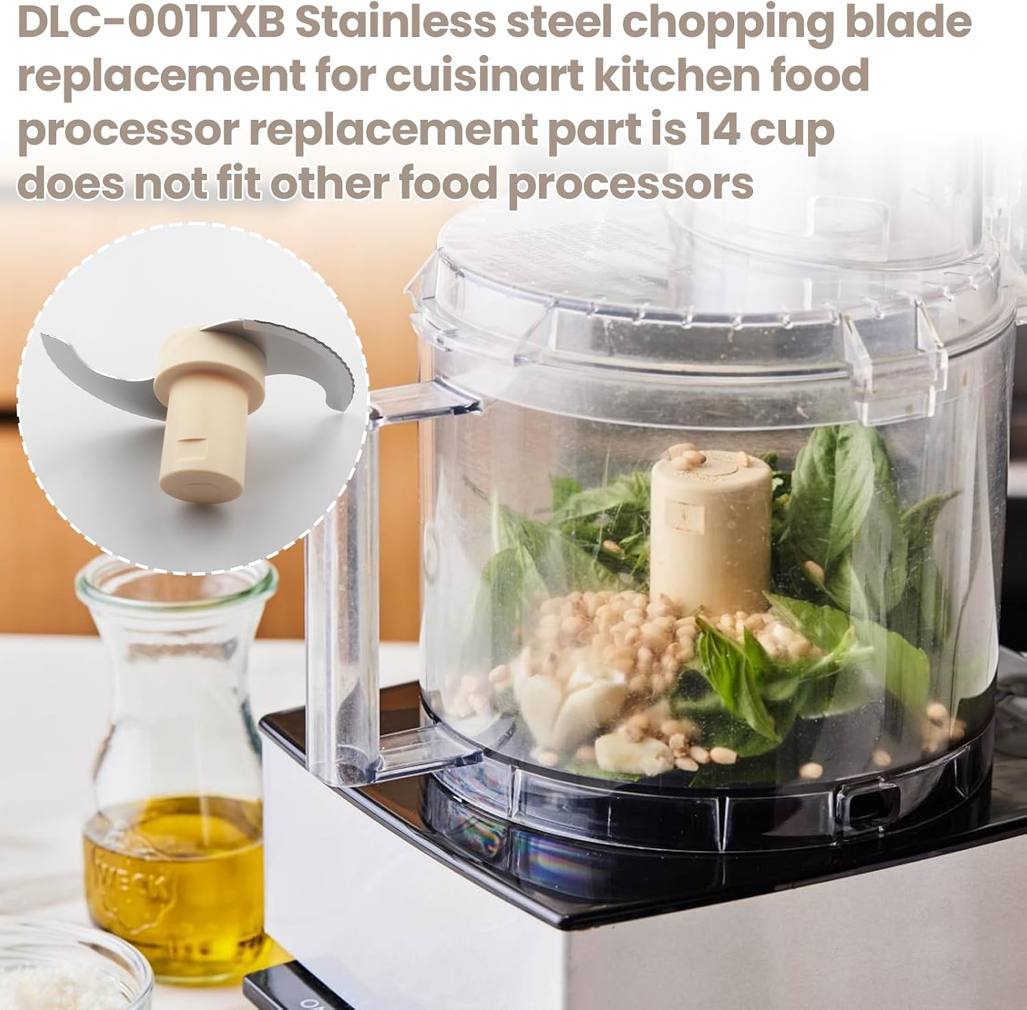 DLC-001TXB Main Stainless Steel Chopping Blade for Cuisinart 14 Cup Food Processor Blade,Compatible with Cuisinart DLC-2014,DFP-14BCNY, DFP-14BCN, DFP-14BWN, Food Processor Steel Blade DLC-001TXB