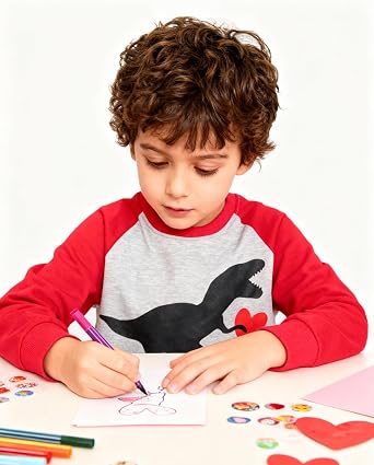 Little Hand Toddler Boys Dinosaur Sweatshirt Dump Truck Love Shirts Valentines Pullover Active Long Sleeve Shirt Kid 2-7 Year