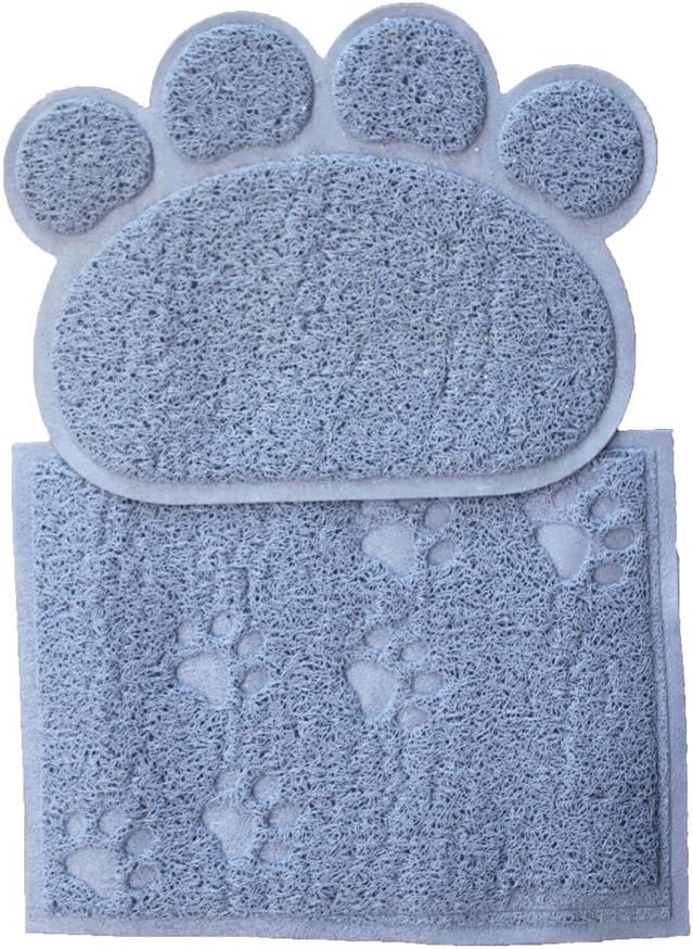 Paw Print Cat Litter Mat 2 Pack Catches Kitty Litter Durable and Soft Under