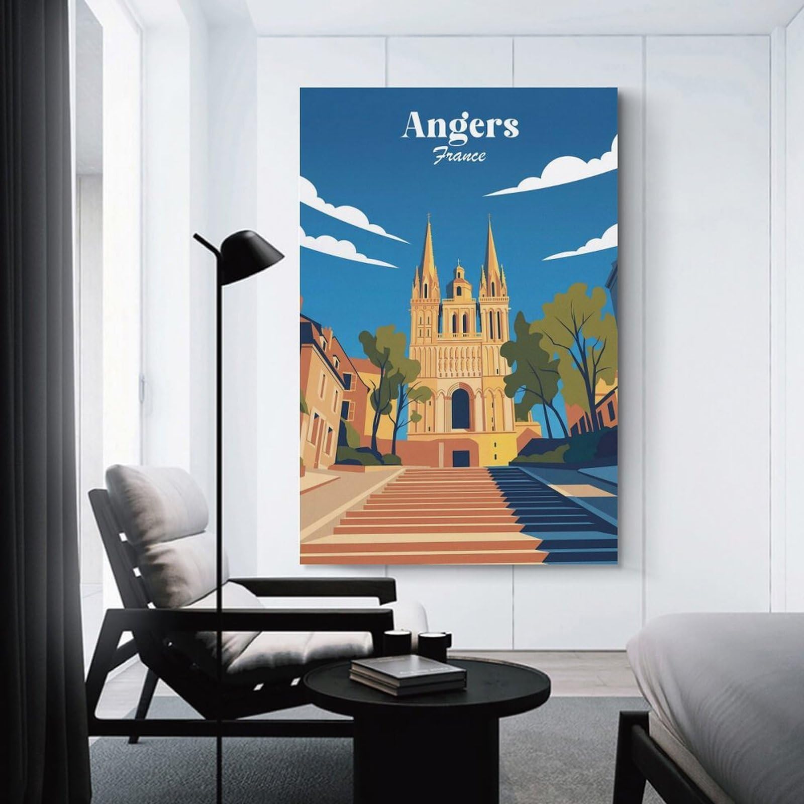 Junmoney Unframe-Style-12-2 Decorative Wall Artwork Angers France Cathedral, 16X24inch(40X60cm), For Contemporary Homes, Apartments Or Offices, An Easy Choice For New Home Styling