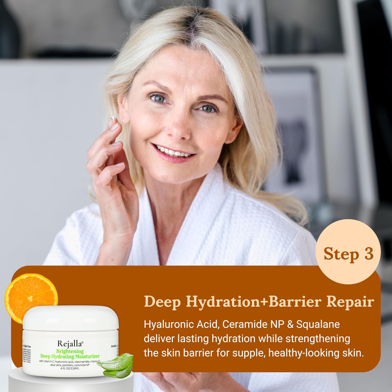 Skin Care Set for Women - Vitamin C Skincare Set 3 Piece - Rejalla Luminous Face Care Set Cleanser Serum Moisturizer - Anti Aging Routine Hyaluronic Acid Niacinamide Ceramide Gift - Image 6