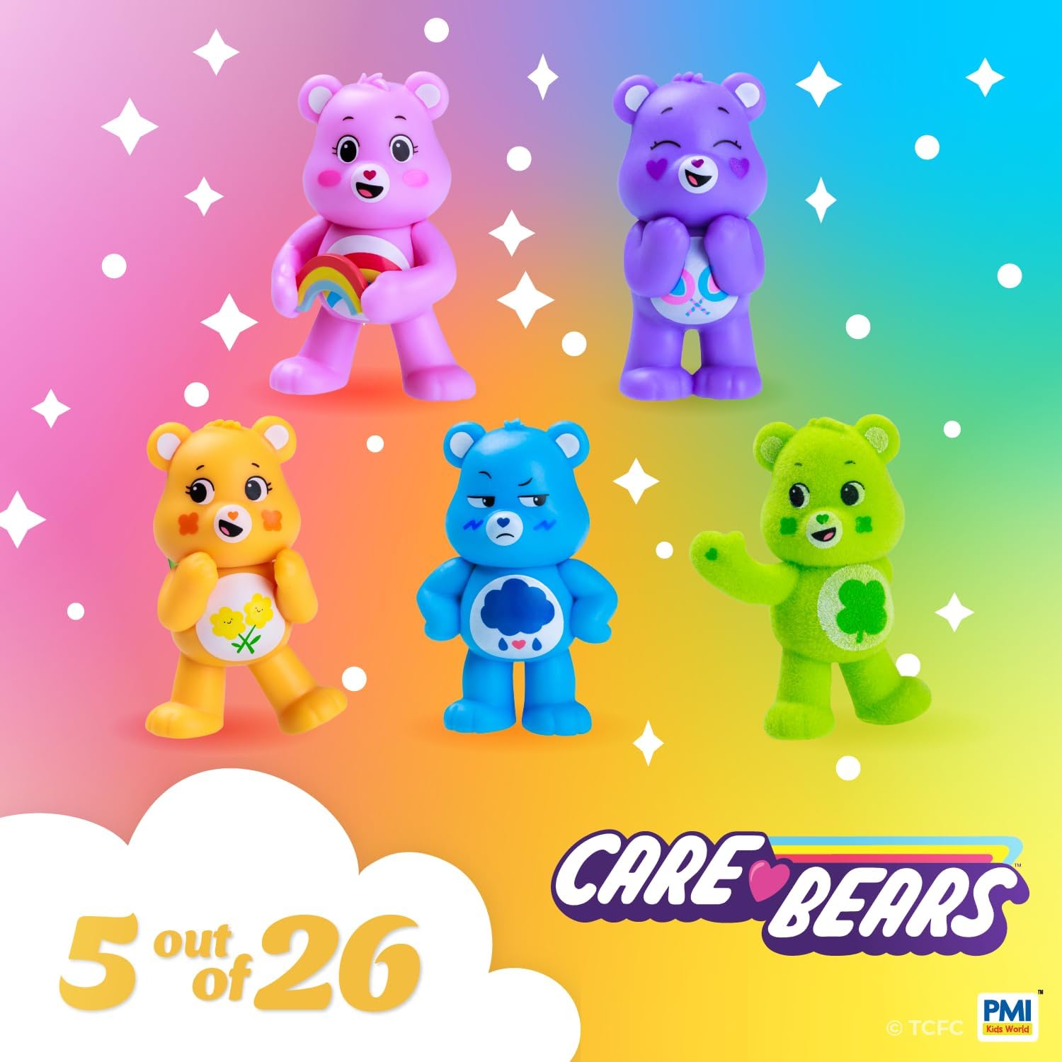 Care Bears Collectible Mini Collectible Figures | 5 Pack Blister Box | 5 Surprise Mini Collectible Figures with 1 Rare Hidden | Official Collectibles by PMI Kids World | Assortment A to E