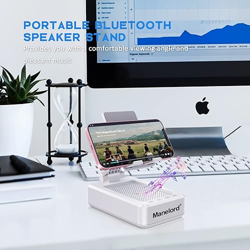 Miniatura 6 de Soporte para teléfono celular con altavoz Bluetooth inalámbrico compatible con iPhoneSamsungiPad, soporte de teléfono de diseño antideslizante con