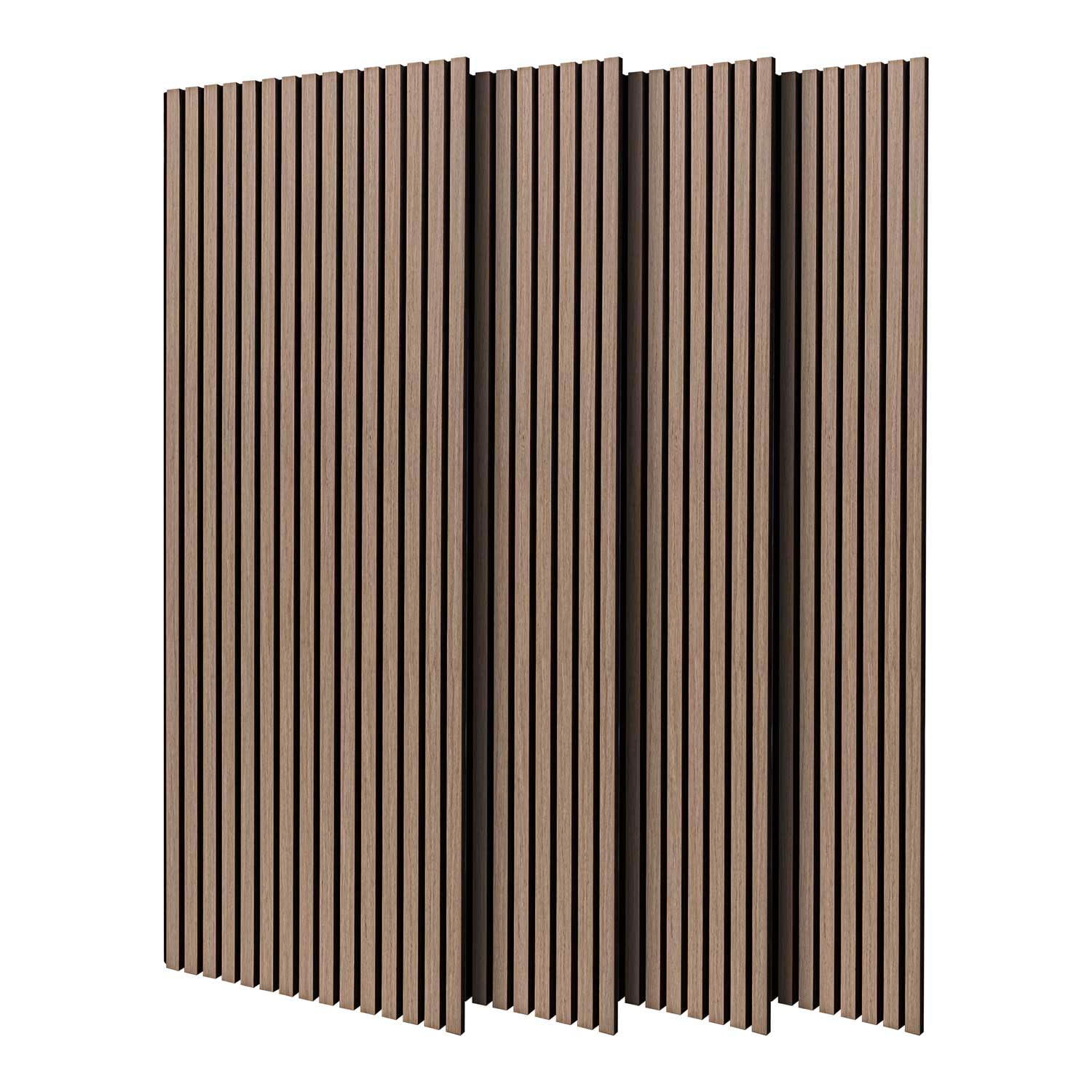 Beethoven - Set di 4 pannelli fonoassorbenti decorativi in legno 150x60 cm, superficie totale 3,6 mq, marrone chiaro