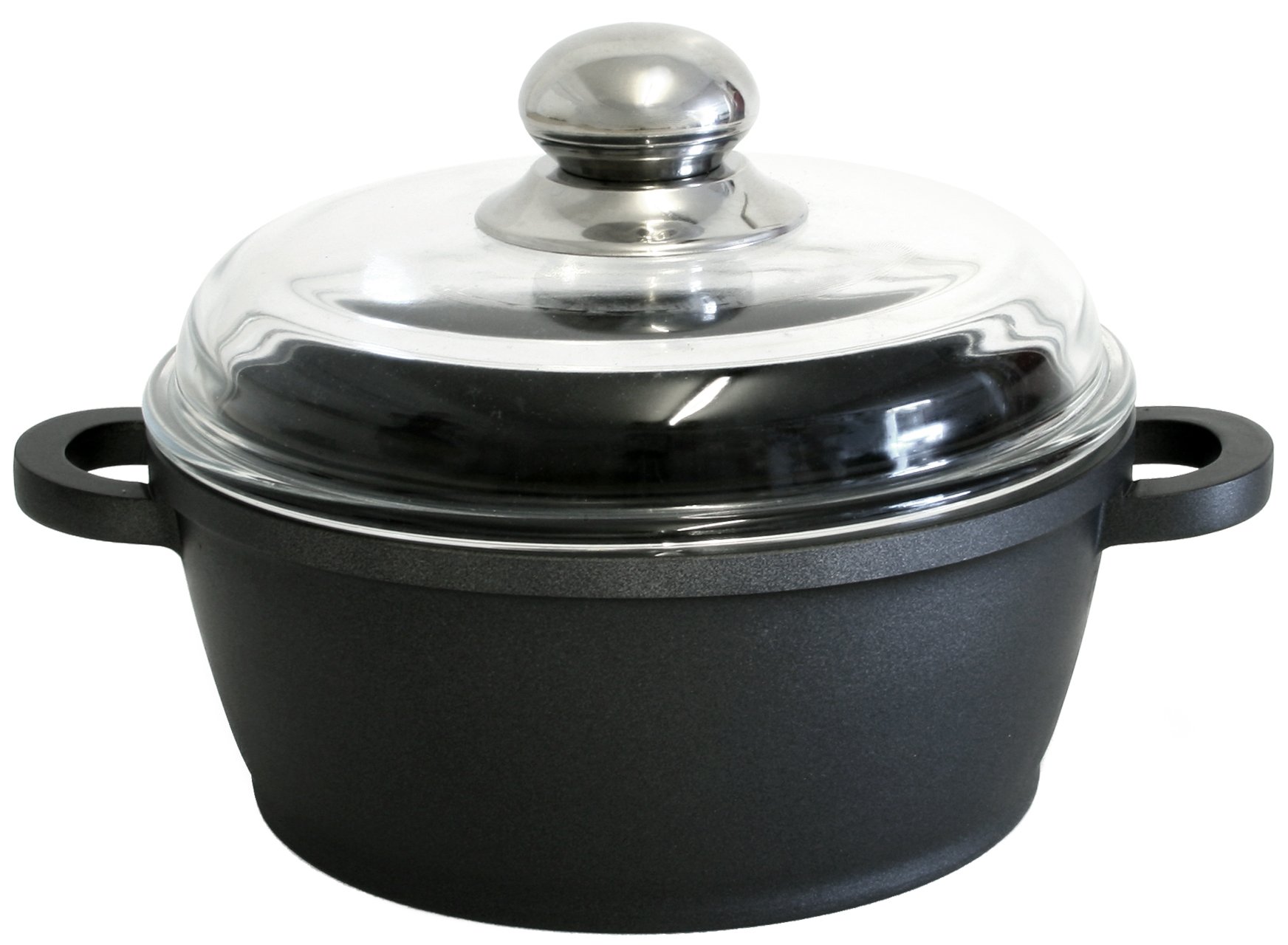 QTech Quantanium Cookware 4.8 Litre Casserole Dish with Glass Steam Vented Lid, Black
