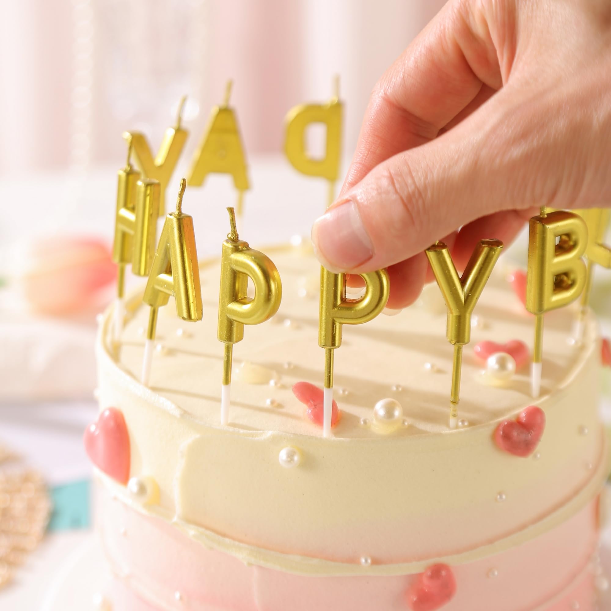 Saododku Black Happy Birthday Letter Candles for Cake, 2.7 Inch Happy Birthday Candles for Cake Text on Toothpicks (13 Count)