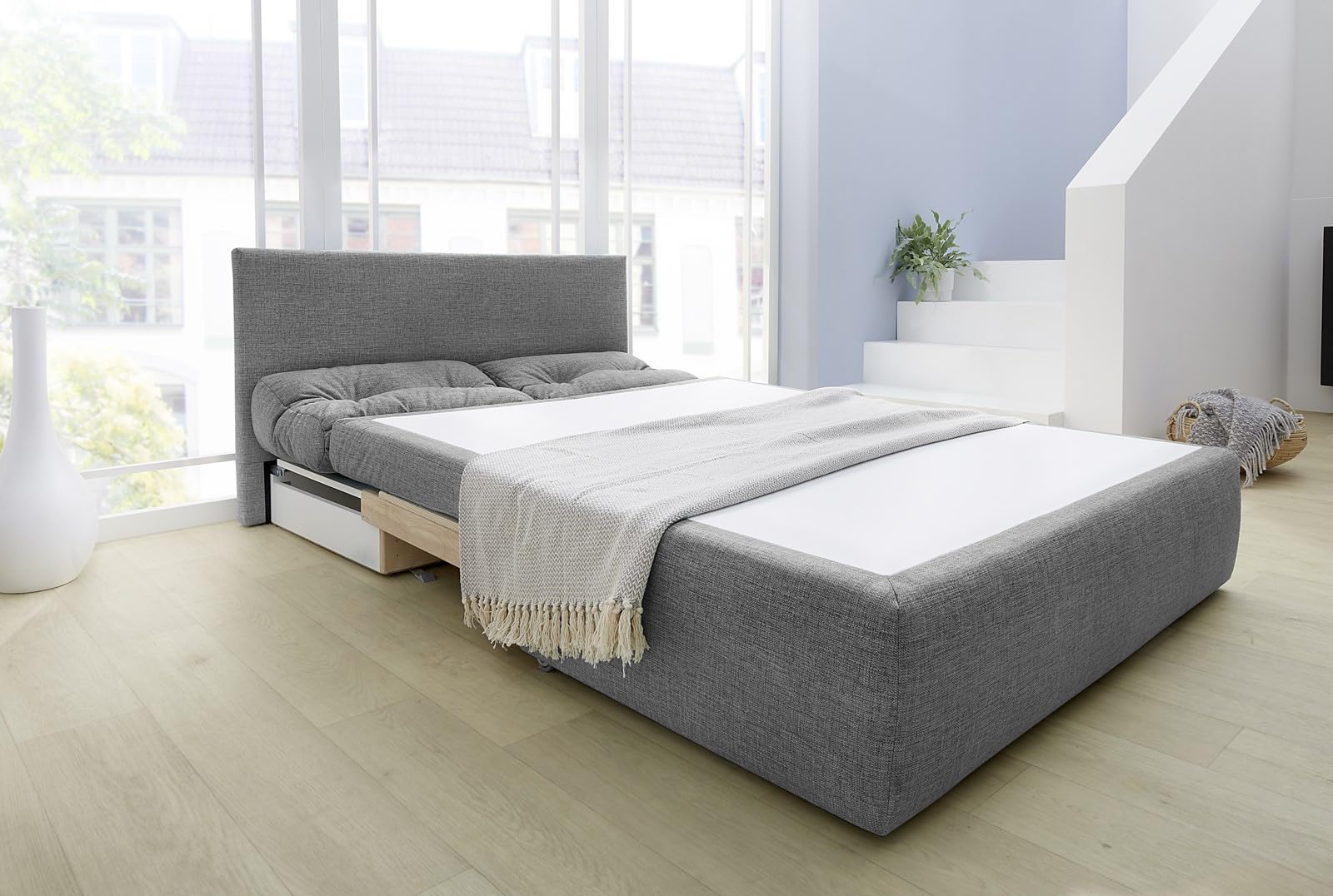 luma-Home 15119/ Praktisches Funktionssofa mit Gästebett, Grau