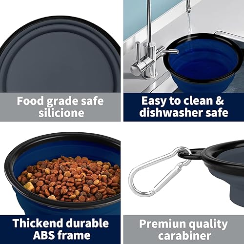 Miniatura 4 de COOYOO Cuenco plegable para perros, paquete de 2 cuencos plegables para agua para perros y gatos, plato portátil para alimentación de mascotas para