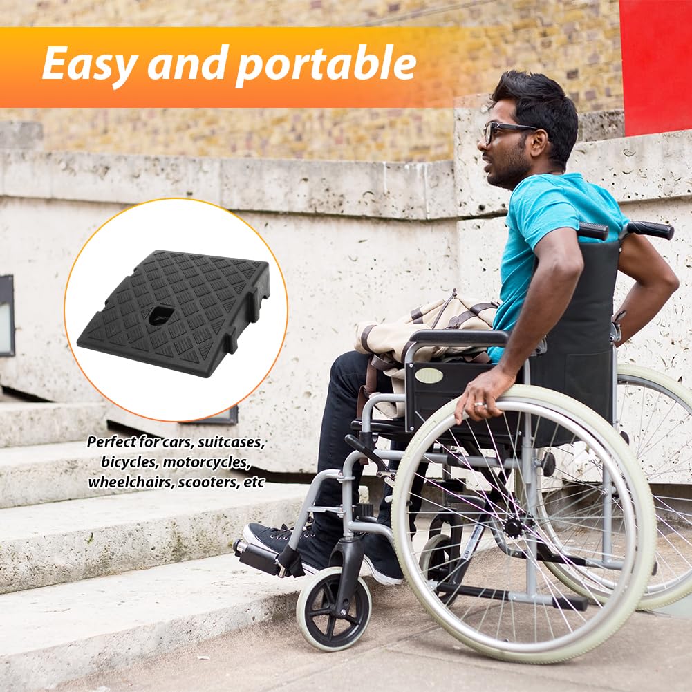 Rampa per marciapiede, rampa portatile, in plastica antiscivolo, per vialetti, marciapiedi, moto, scooter, auto, con 2 bulloni di espansione (nero)