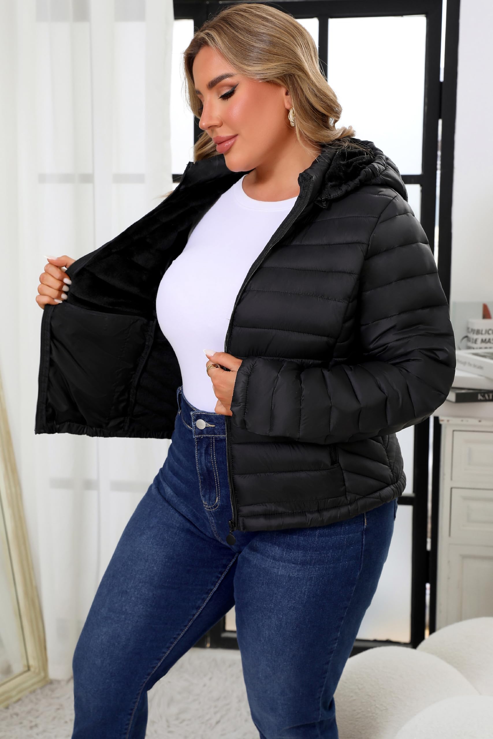 Geschallino Giacca da donna leggera trapuntata oversize, cappotto imbottito da donna, modello a palloncino per autunno e inverno