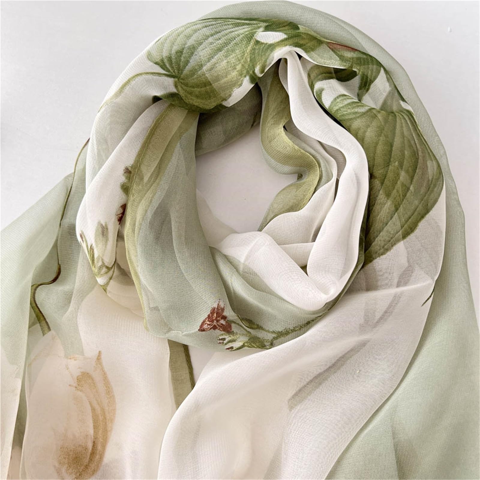 Sciarpa di Primavera 2 Pezzi Sciarpa Primaverile Stampata da Donna Elegante Sciarpa in Chiffon Scialle Sottile for Protezione Solare da Spiaggia Estiva(Color 4)