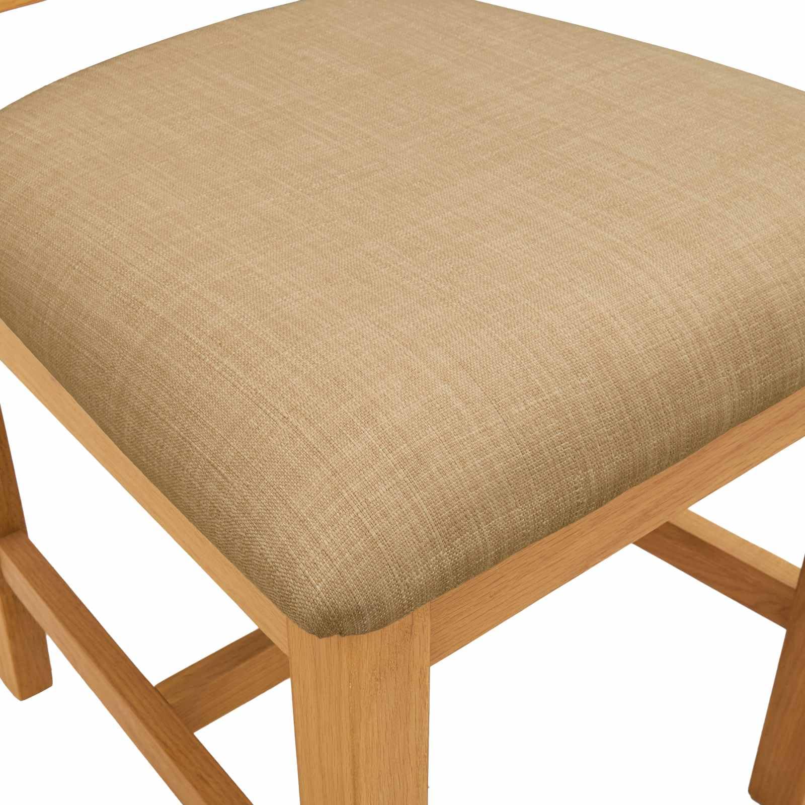 Krzesło do jadalni, zestaw 2 sztuk, z litego drewna dębowego, beżowe, z tapicerką i ergonomicznym oparciem, do kuchni i jadalni, nowoczesne wzornictwo, wygodne siedzisko