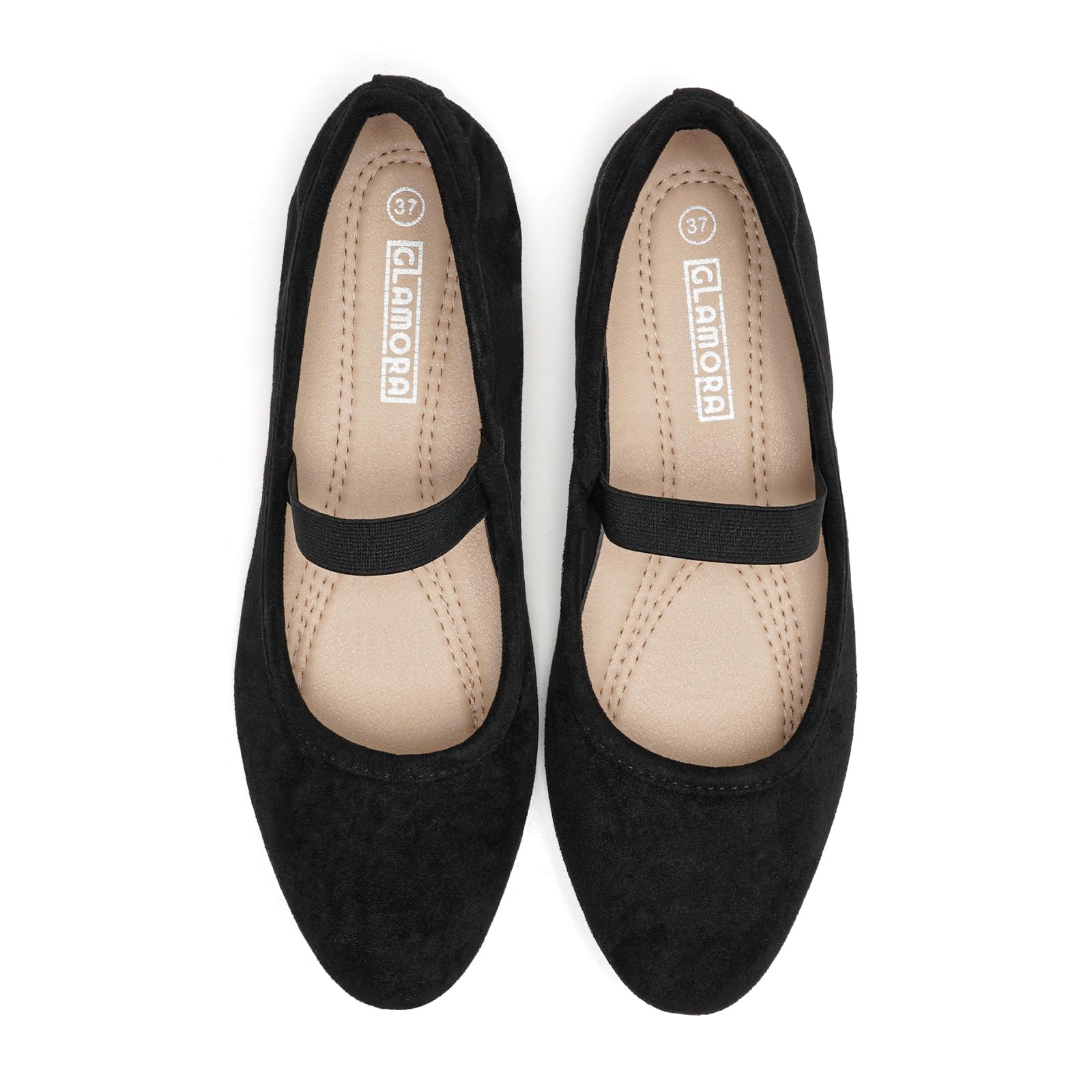 GLAMORA Ballerines Femme Bride Élastique Mary Jane Chaussures Plates Confortables Souples Légères Bout Rond Ballerine Classique Élégante Semelle Antidérapante Chaussures Femme Quotidien Travail Ville