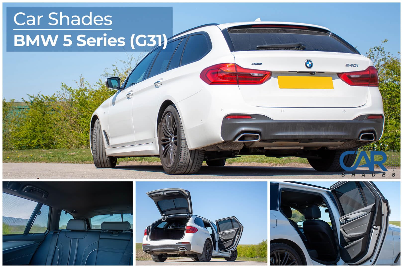 CAR SHADES Juego Compatible con BMW Serie 5 G31 Touring 2017-2023 (8-Partes) cortinillas Parasol a Medida