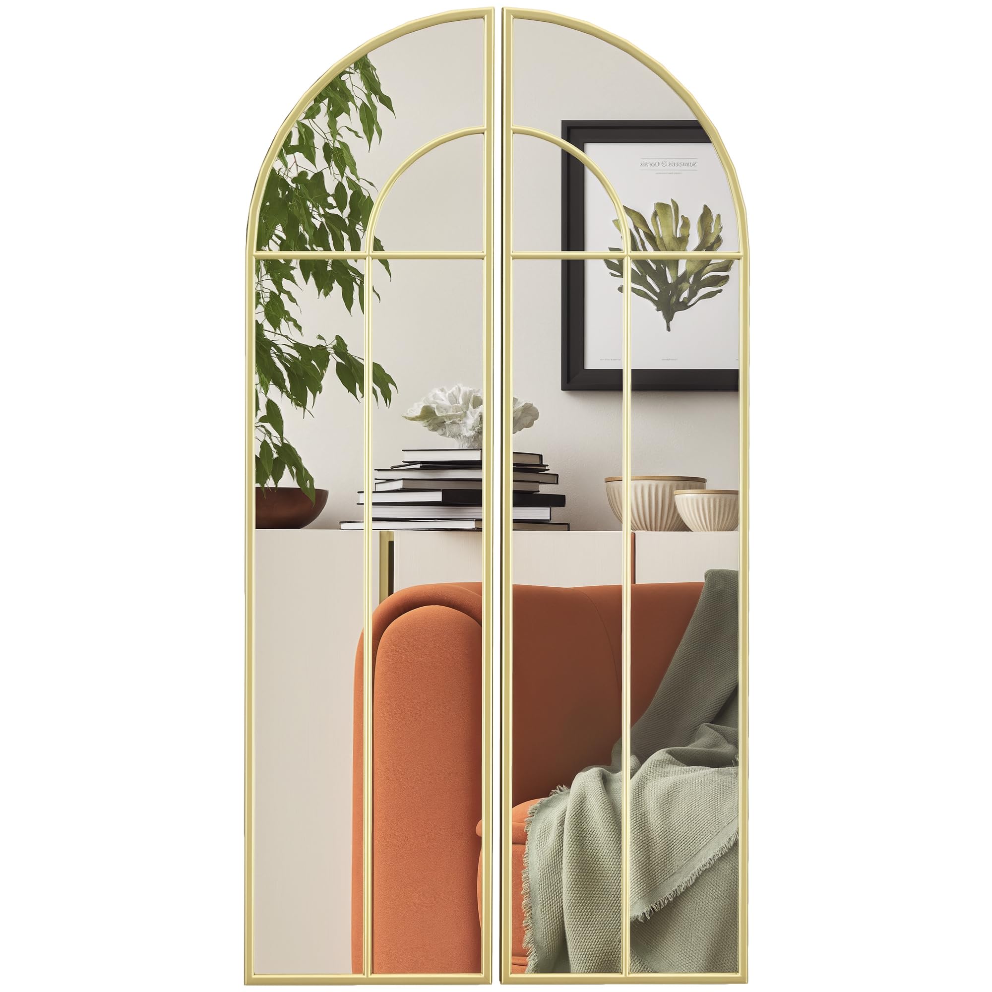 HOMCOM Espejo Decorativo de Pared Espejo de Ventana 30x120 cm Dorado
