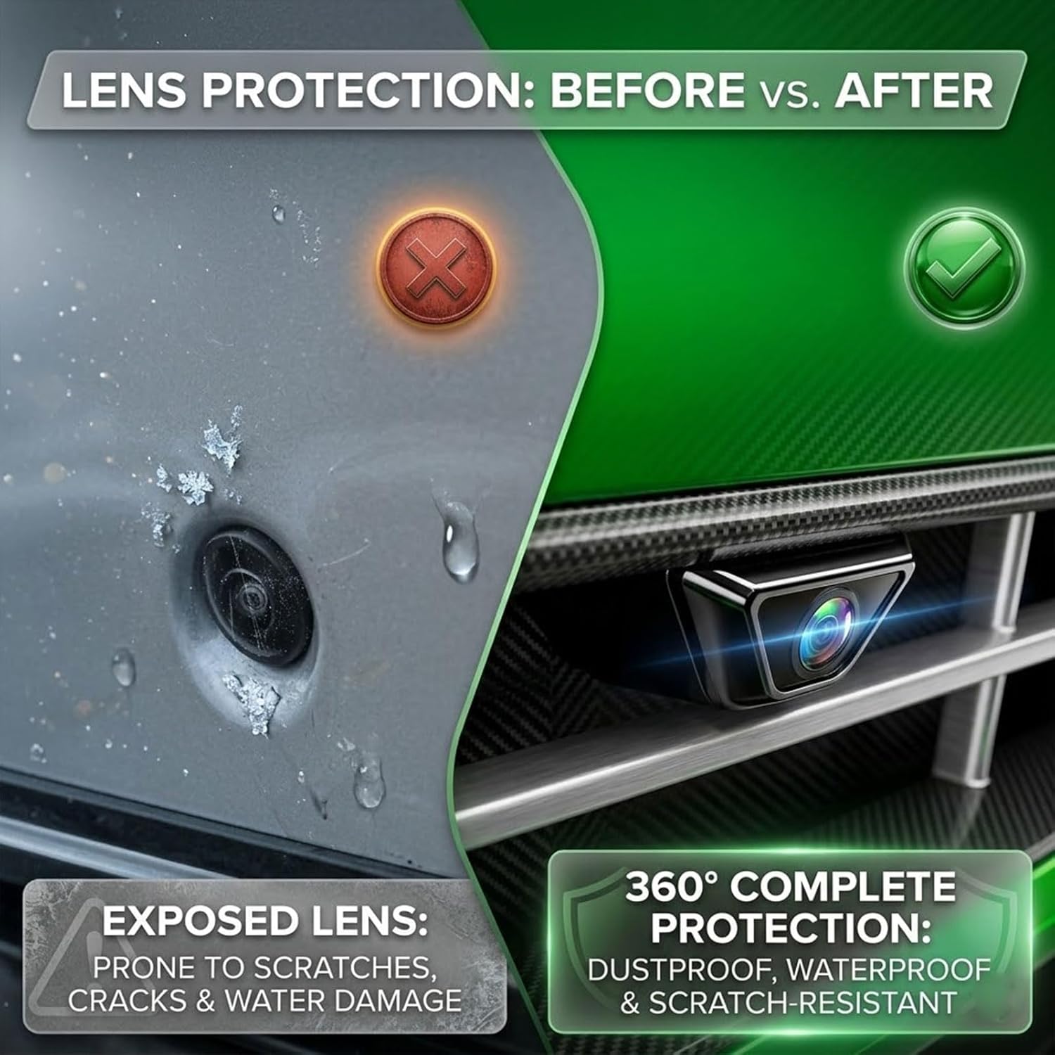 Car Camera Lens Protector,Car Backup Camera Lens Protector HD Clear Anti-Rain Anti-Fog Rear View Camera Cover, Universal Waterproof Anti-Scratch Reversing Camera Shield Sticker (6PCS)