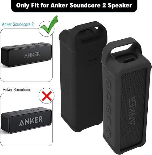 Miniatura 3 de TXEsign Funda de silicona compatible con altavoz Bluetooth portátil Anker Soundcore 2, funda protectora de viaje con asa y mosquetón para altavoz