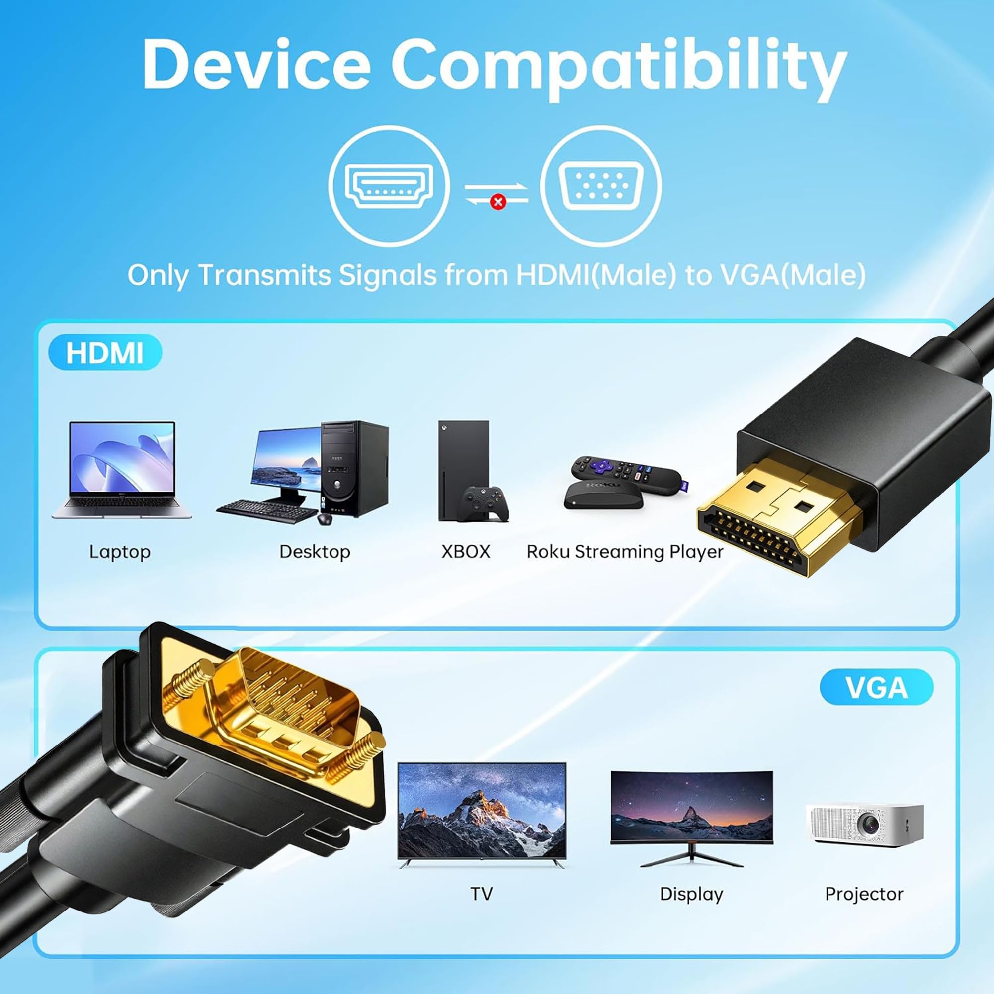 Kabel HDMI na VGA 6FT