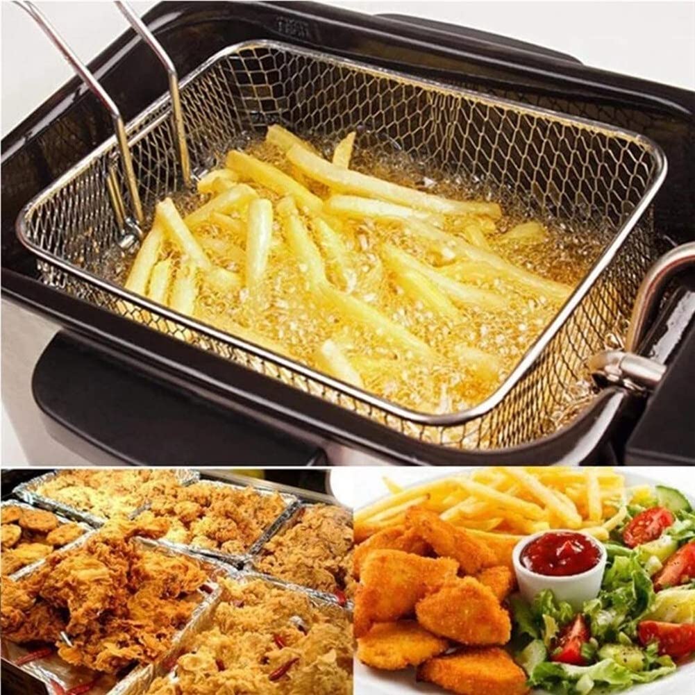 Set di cestelli per Patatine Fritte in Acciaio Inox - 2 Pezzi, scolapasta a Rete Dorata, utensile da Cucina per Patatine Fritte Perfettamente croccanti, Accessori Resistenti per friggitrice