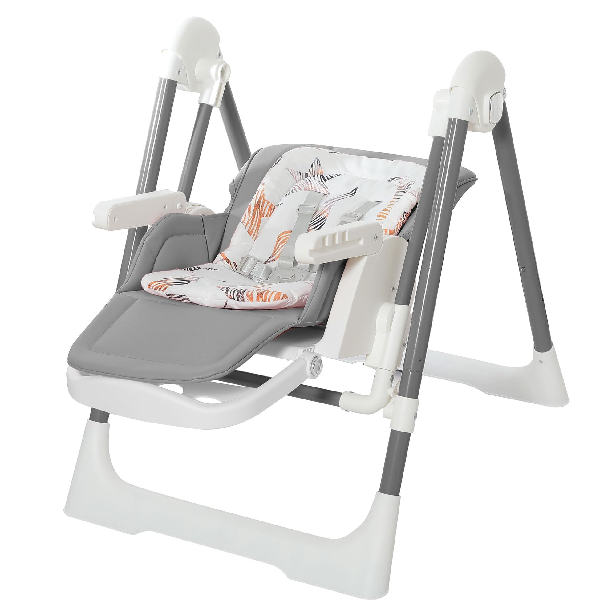 Baby Vivo Trona 3 en 1 para niños, altura regulable, con reposapiés, trona para bebé, trona combinada, columpio, respaldo ajustable, bandeja extraíble, color gris