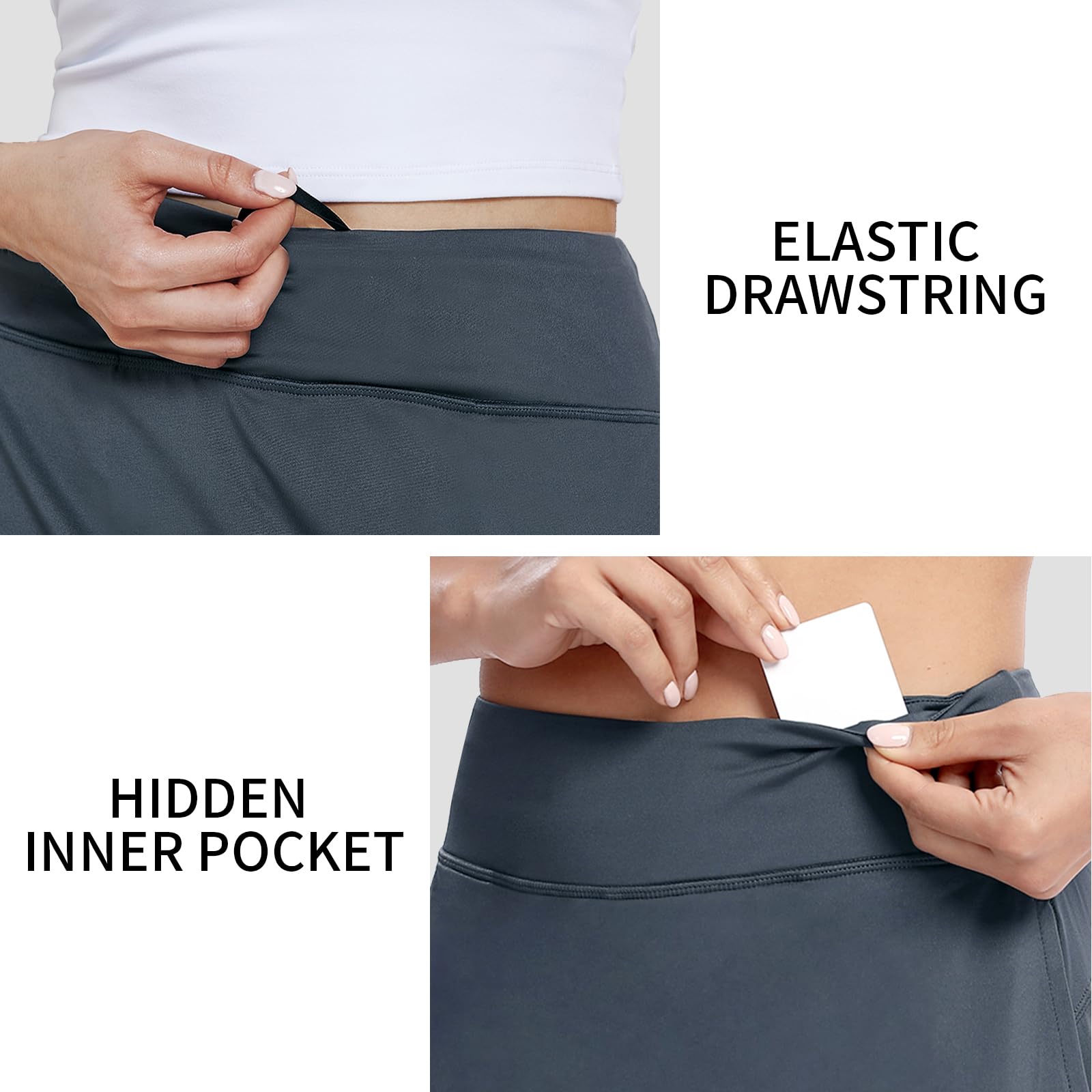 M MOTEEPI Jupe-short modeste longueur genou pour femme - Pour le tennis, le golf, l'athlétisme, le golf avec poches - Protection UV - Taille haute