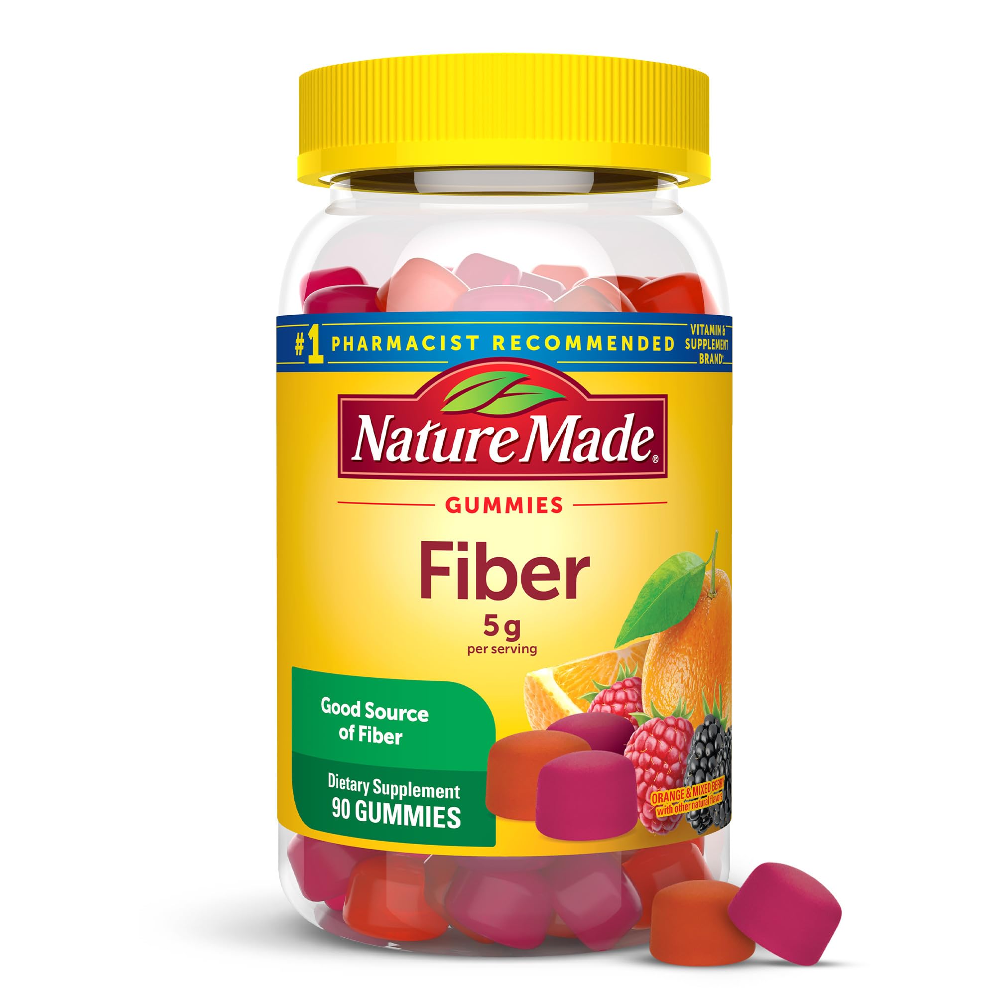 Nature MadePrebiotic Fiber Gummies for Adults and Kids, Fiber Supplement for Digestive System Support, 90 Gummies