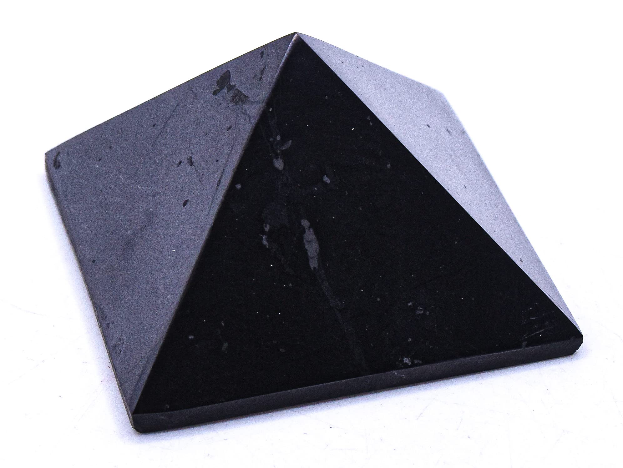 Karelian Shungite Pyramid Polished Authentic 53mm Black Decor Shungite Pyramid Crystal Mineral for Reiki Chakra Meditation Energy Generator (1PC)