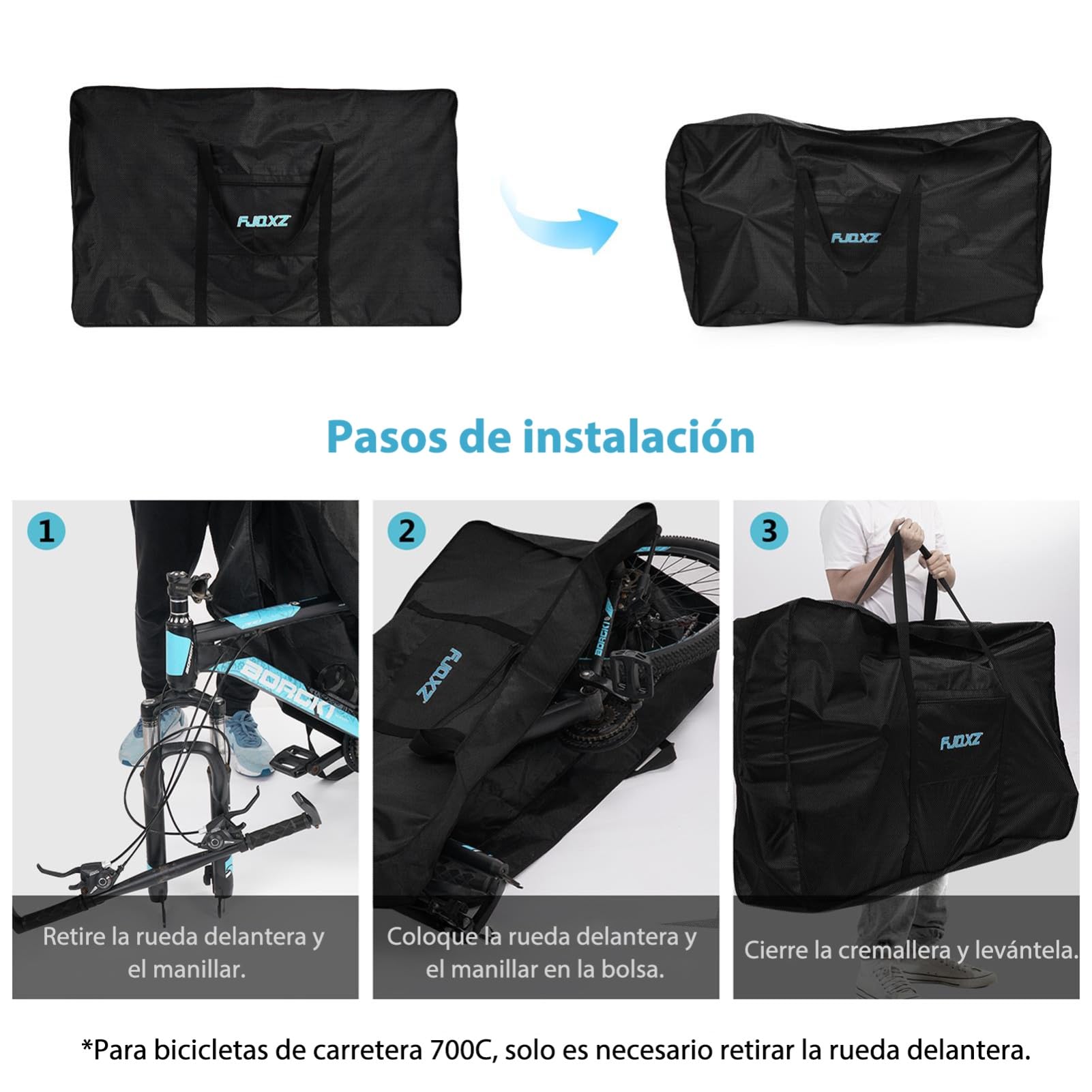 Bolsa de Almacenamiento para 26" Impermeable Bolsa Transporte Bicicleta 1680D Oxford Bolsa de Viaje Plegable de Bicicleta para Avión, Viajes en Tren