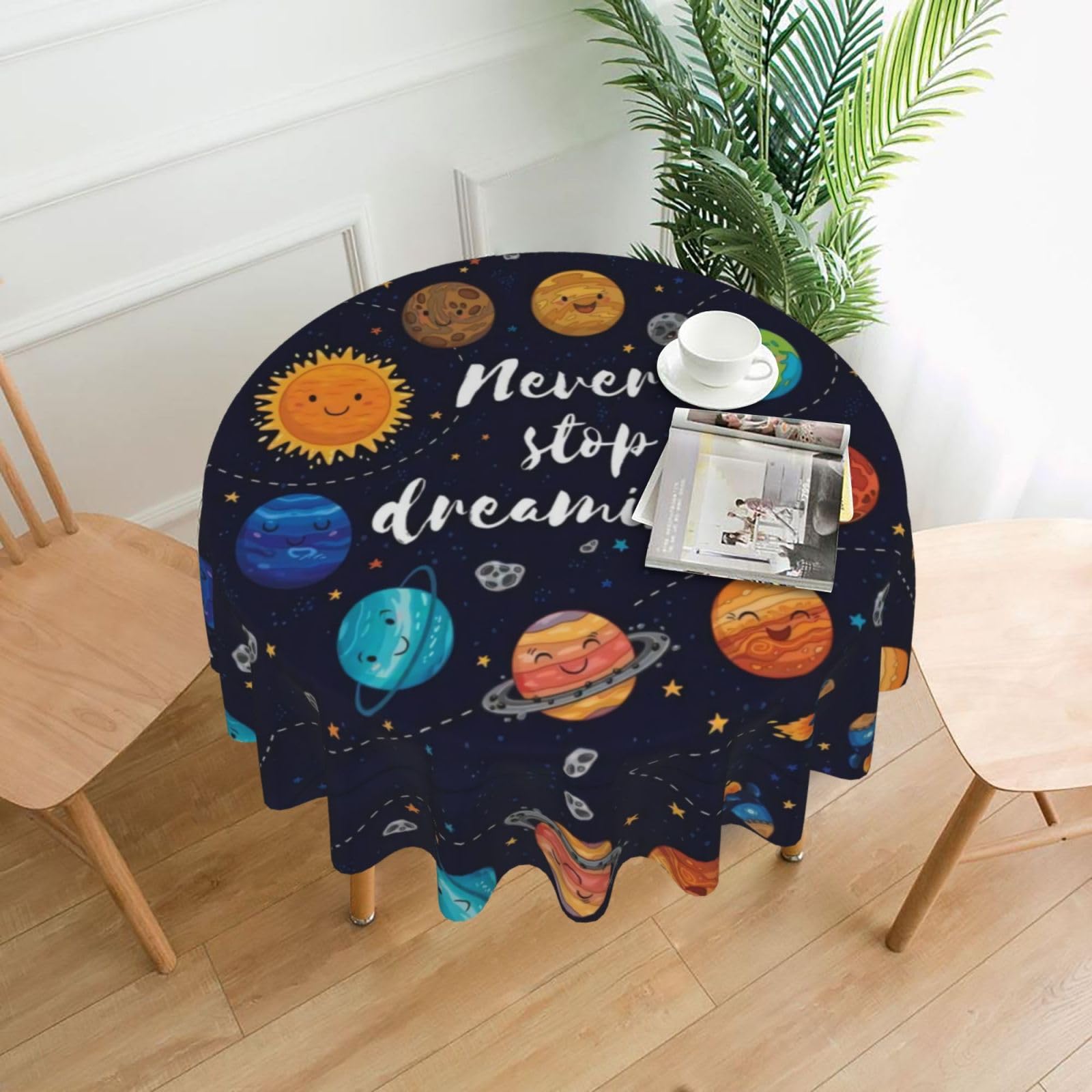hhxvcv Cute Planet Round Tablecloth – Dining Table Cover