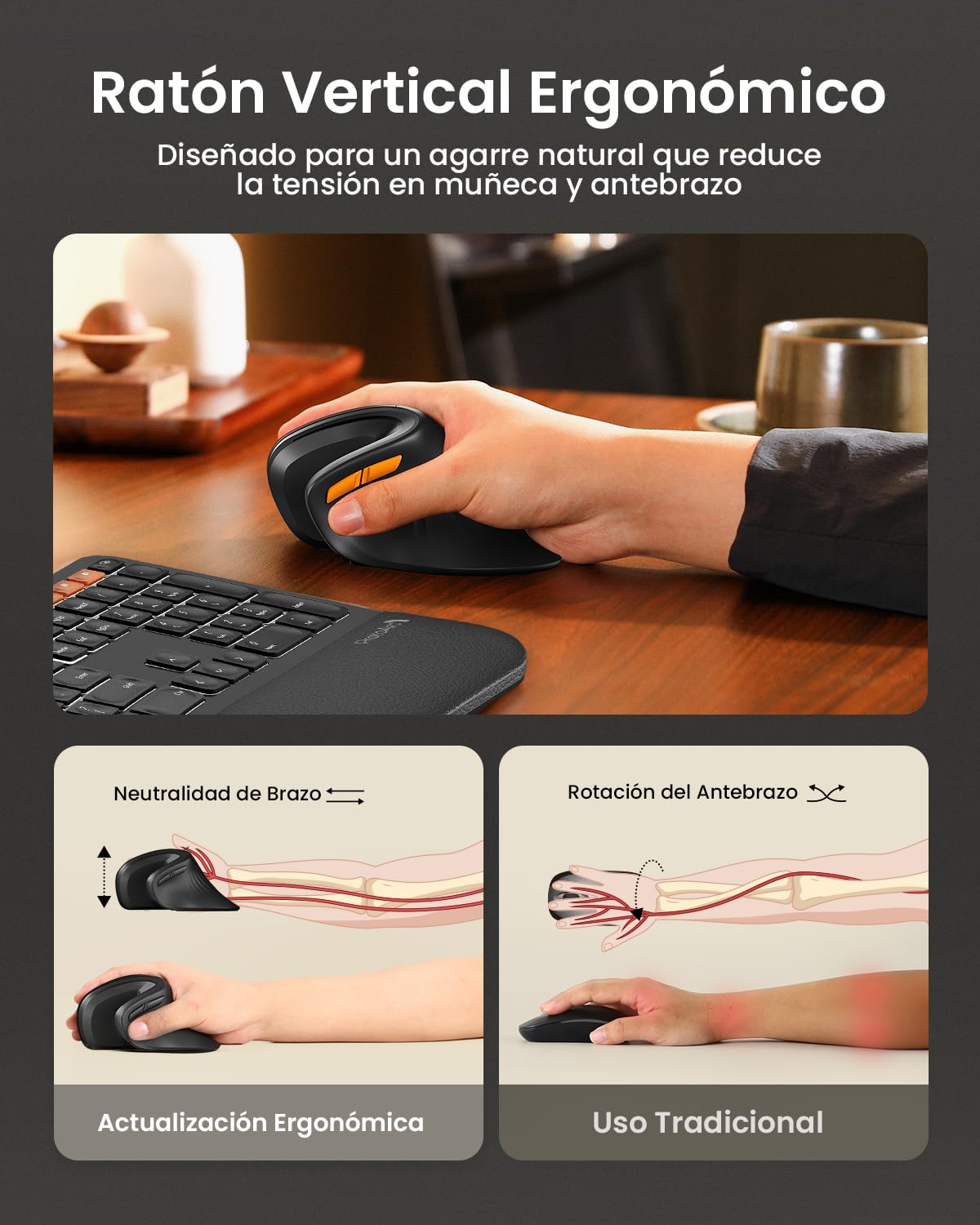 ProtoArc EM11 Mouse Ergonomico e Tappetino per Mouse